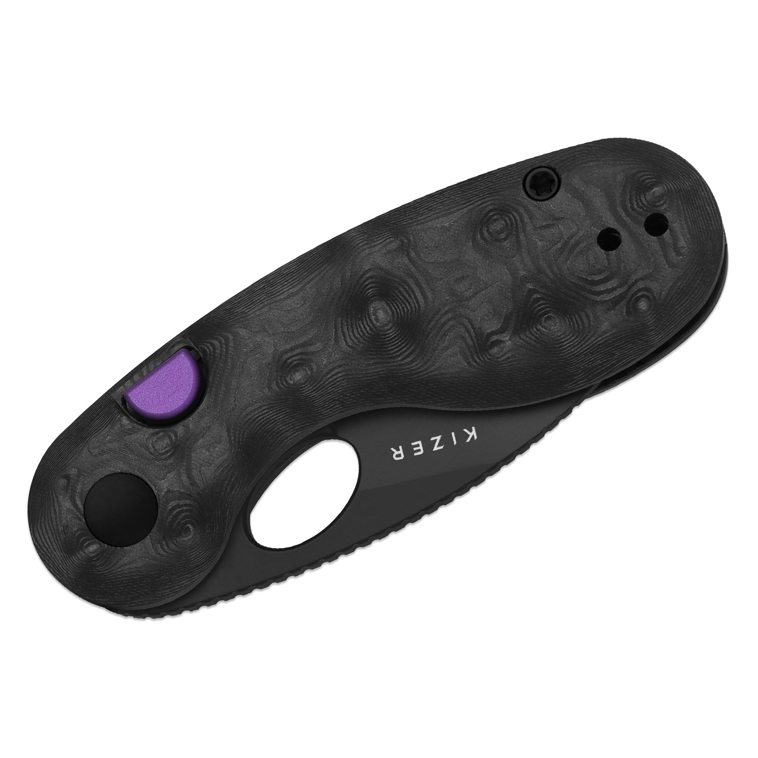 Microbe™ | 5Th Pocket Knife | Kizer Button Liner Lock™ | Fat Carbon Black Dune Handle | KizerB™ 2742A3