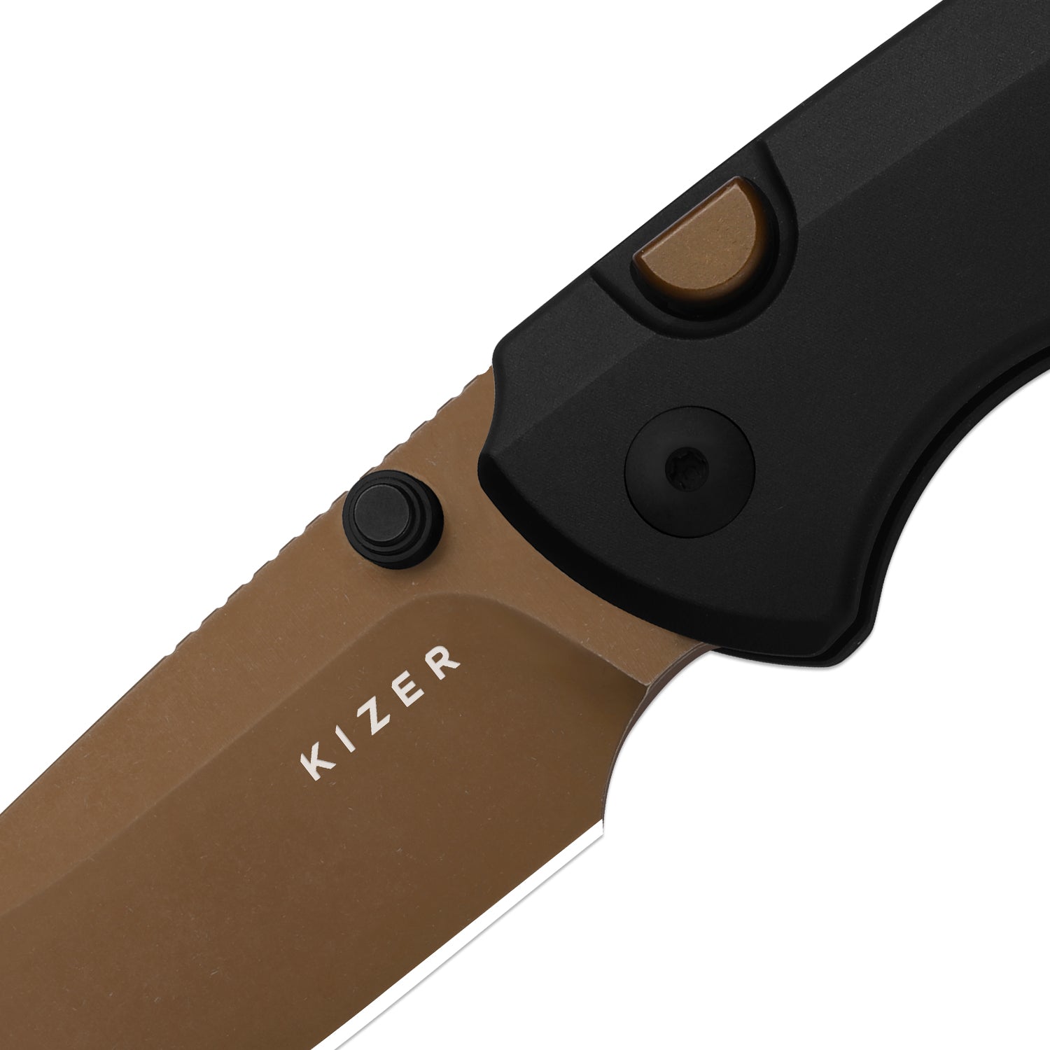T1 BD | Kizer Button Liner Lock™ | Elmax with DLC | Titanium Handle | KizerB™ 3490.2BDA2