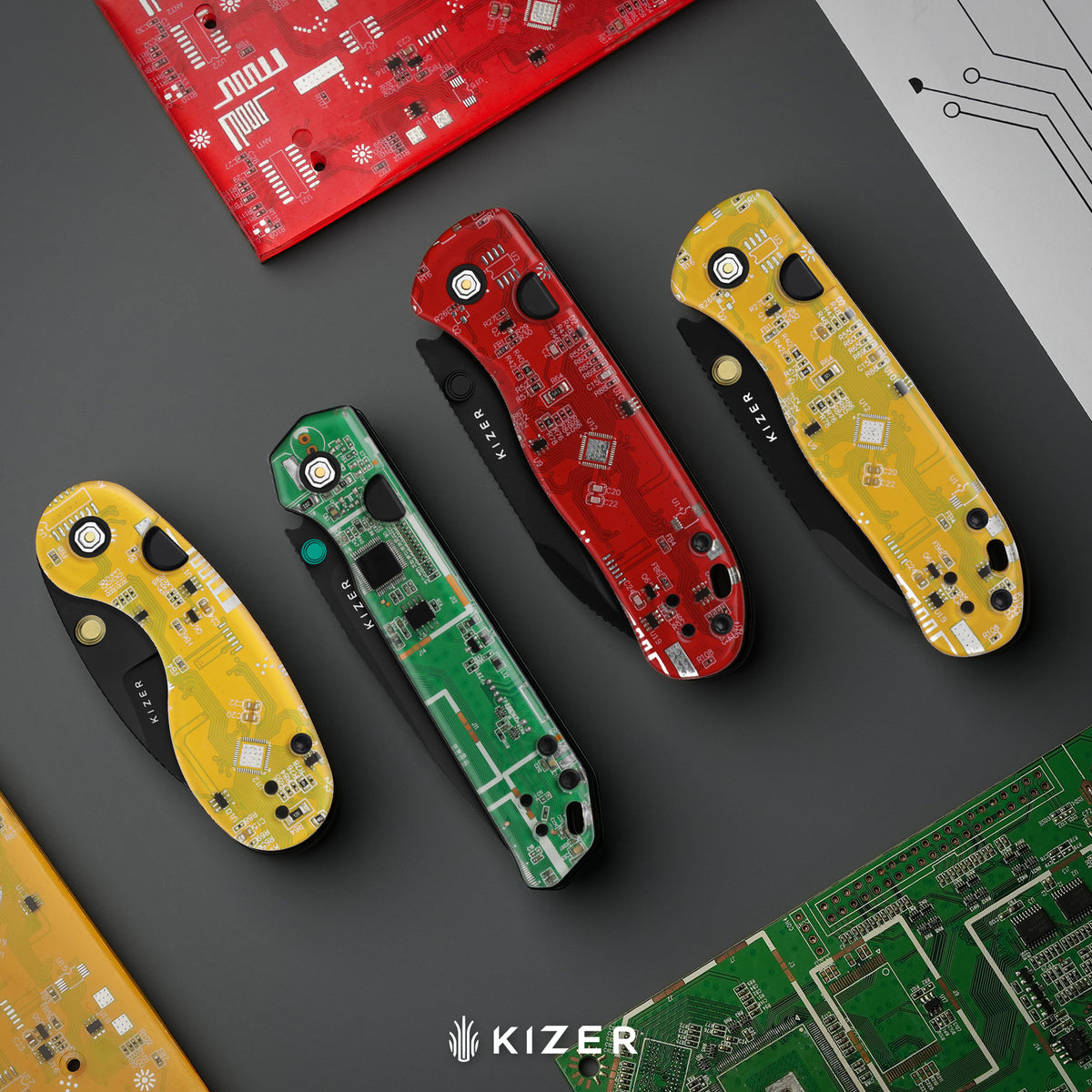 Begleiter PCB | Kizer Button Liner Lock™ | BD1N | Resin & PCB | Black PVD Coating | KizerV™ 3458.2BDA5