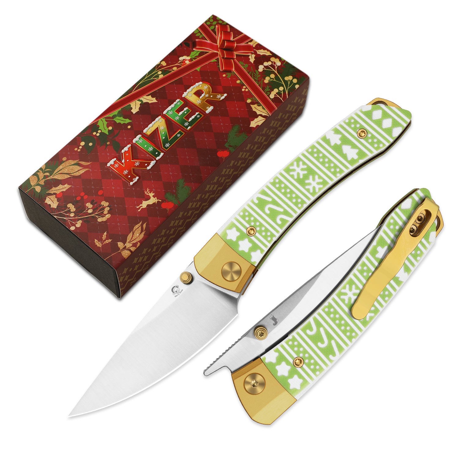 Christmas | Mini MoMo | S45VN | Aluminum & G10 | KizerB™ 3663MC1 | Limited
