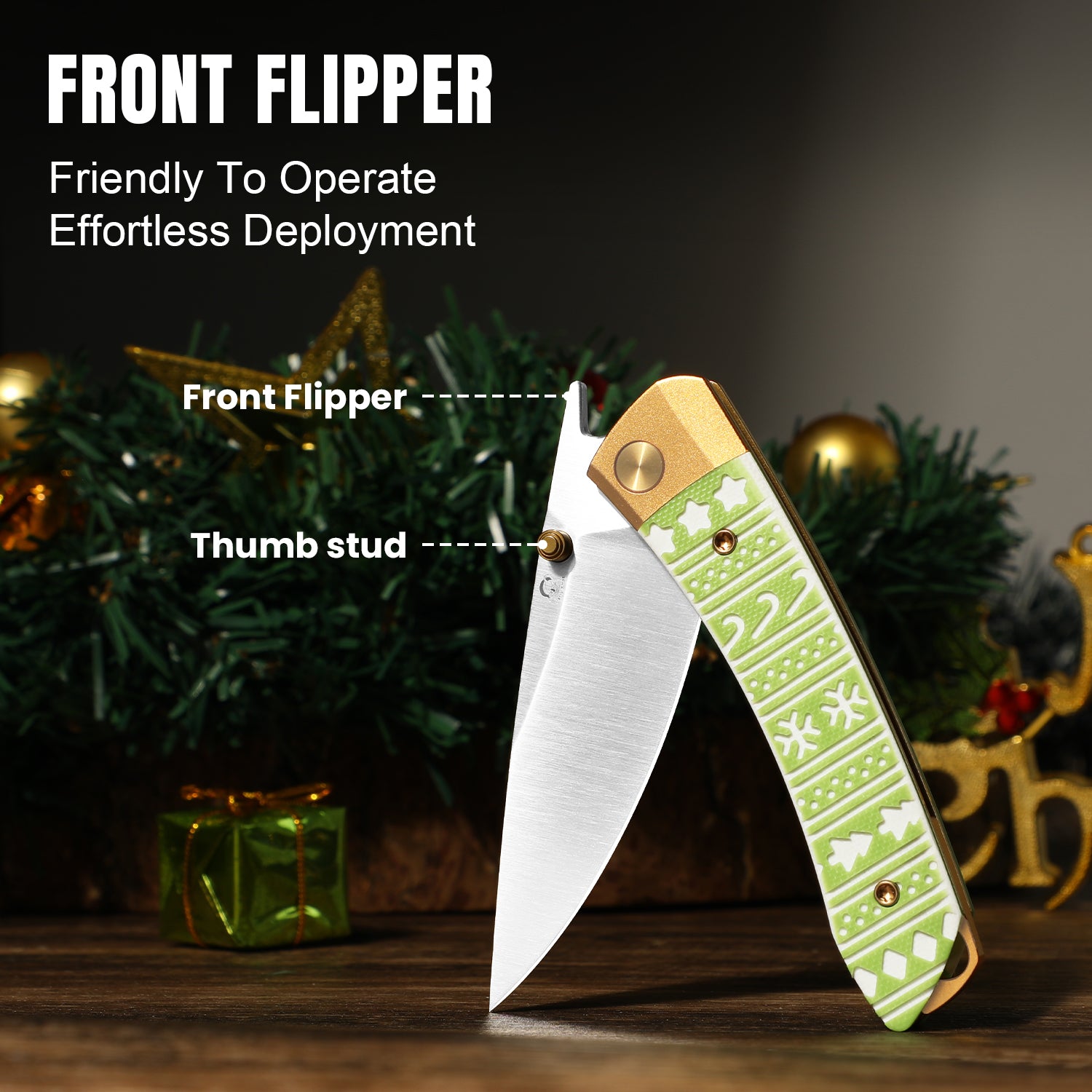 Christmas | Mini MoMo | S45VN | Aluminum & G10 | KizerB™ 3663MC1 | Limited