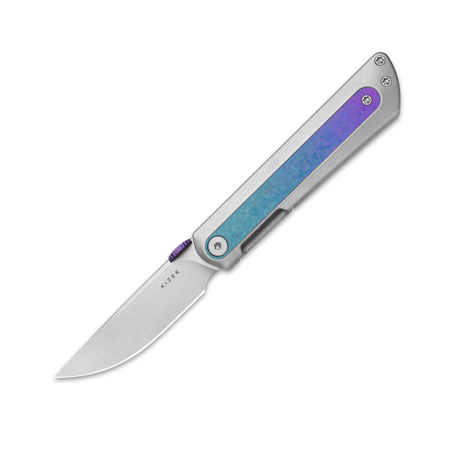 Quoll | S45VN | Titanium & Crystallized Titanium | Stonewashed | KizerB™ 3733A2