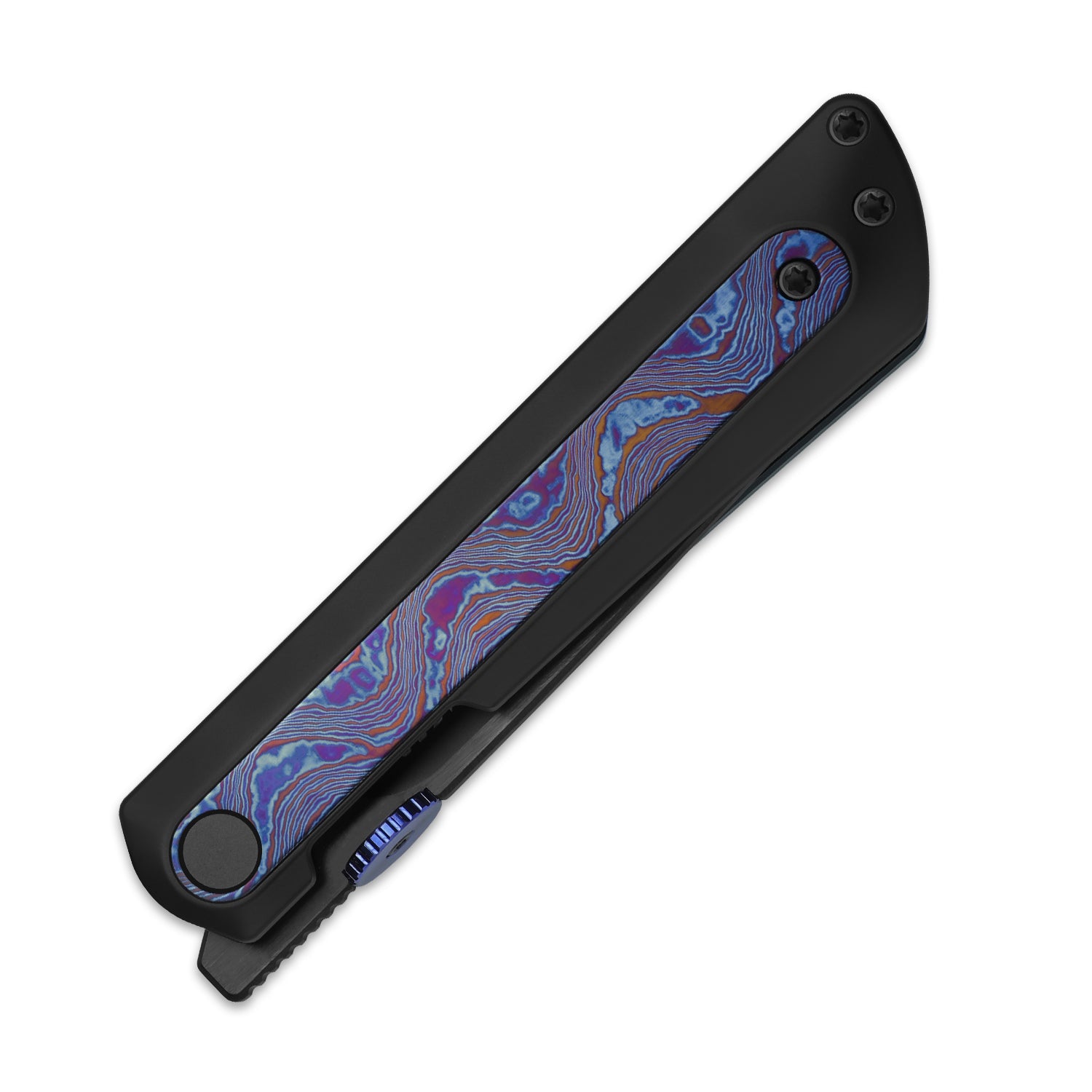 Quoll | S45VN | Titanium & Titanium Damascus | Brushed | Matte DLC.Ultra | KizerB™ 3733A3