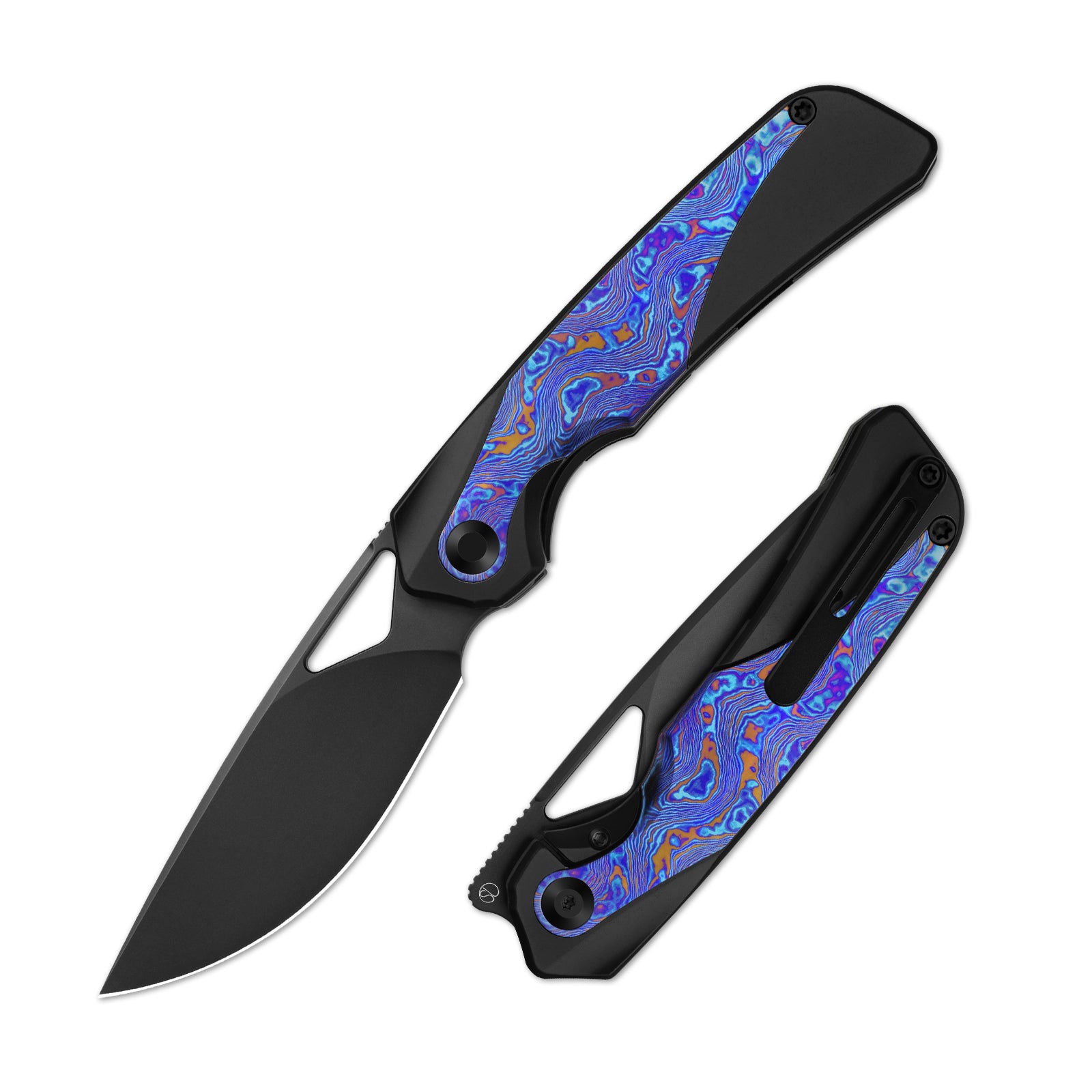 Topsail | S45VN | Titanium & Timascus | Matte DLC Ultra | Front Flipper | KizerB™ 3735A2