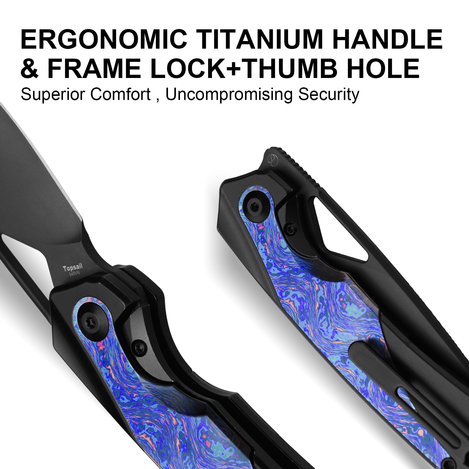 Topsail | S45VN | Titanium & Timascus | Matte DLC Ultra | Front Flipper | KizerB™ 3735A2