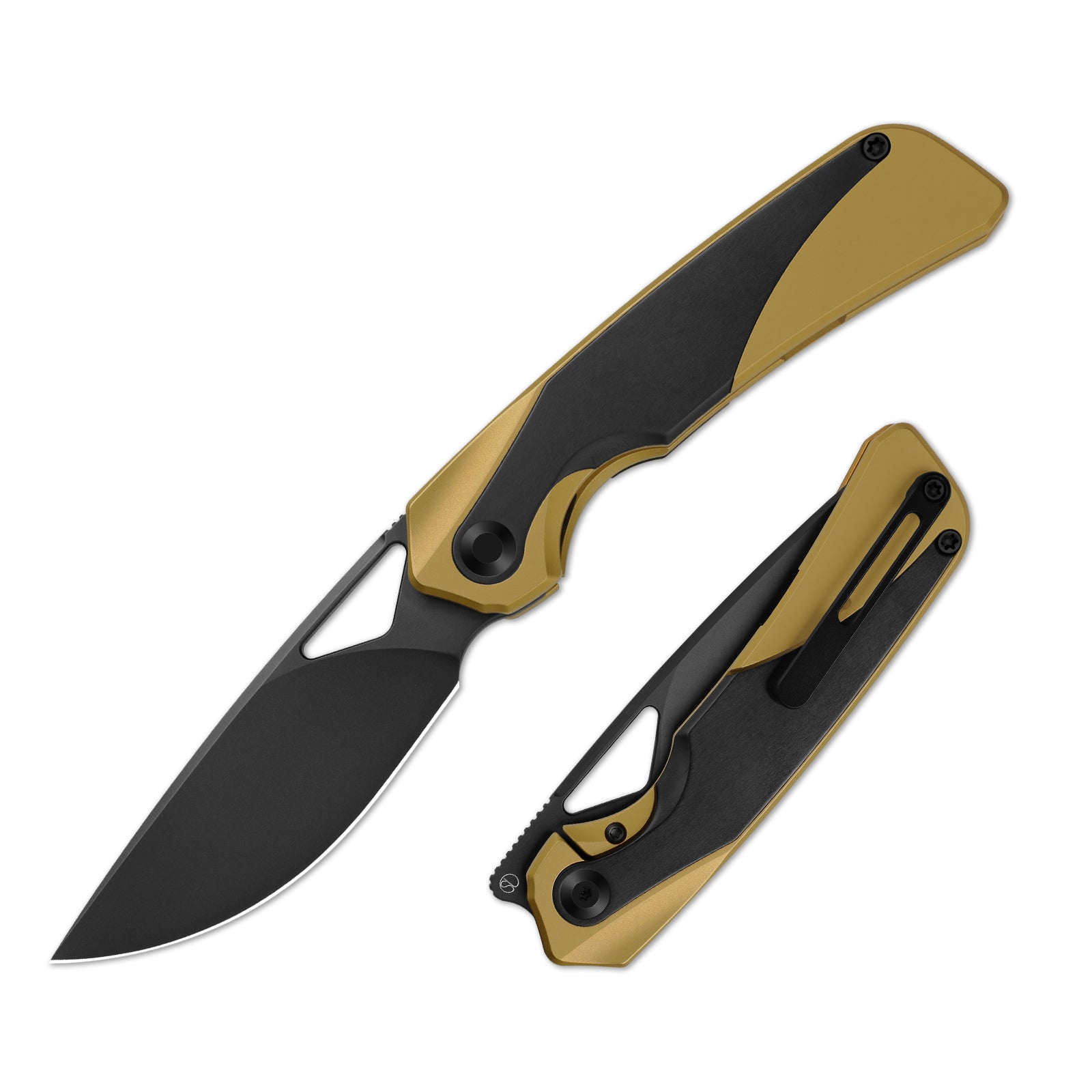 Topsail | M390 | Titanium + Stark Black Zirconium | Matte DLC Ultra | Front Flipper | KizerB™ 3735A3