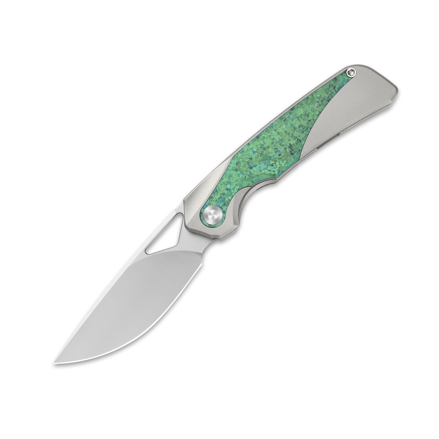 Topsail | M390 | Titanium & Crystallized Titanium | Front Flipper | KizerB™ 3735A4