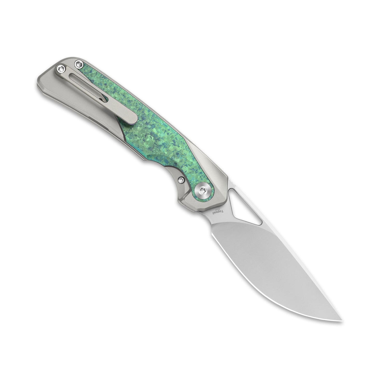 Topsail | M390 | Titanium & Crystallized Titanium | Front Flipper | KizerB™ 3735A4