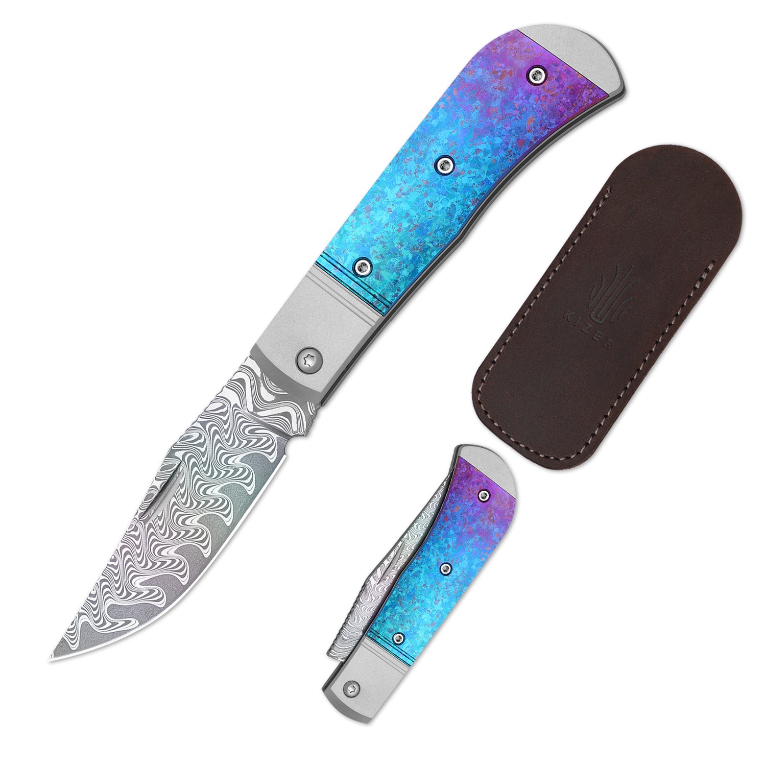 Trestle | Damascus | Aluminum & Crystallized Titanium | KizerB™ 3761A4 | Limited