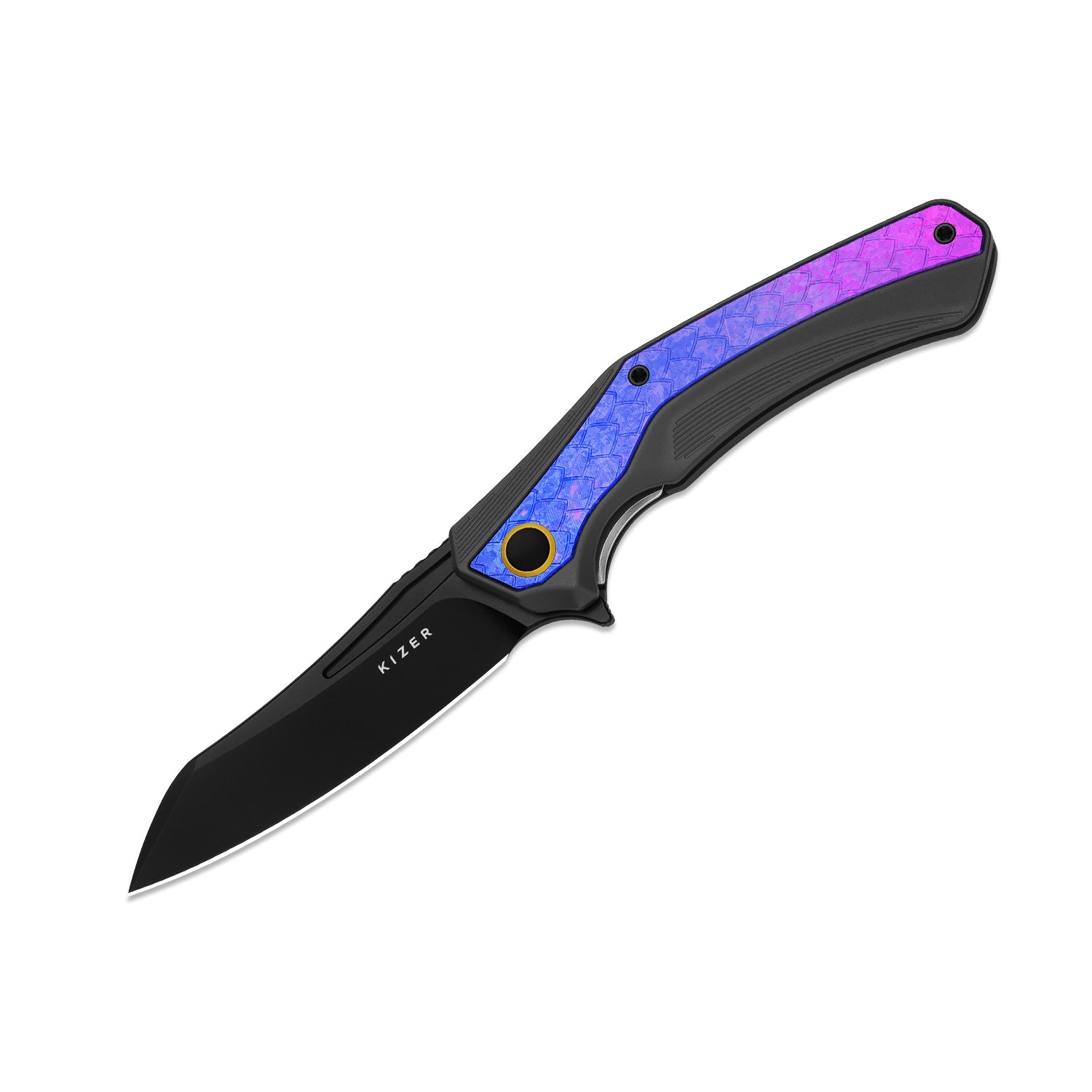 Draca | Flipper | S45VN | Aluminum & Crystallized Titanium | KizerB™ 4751A2