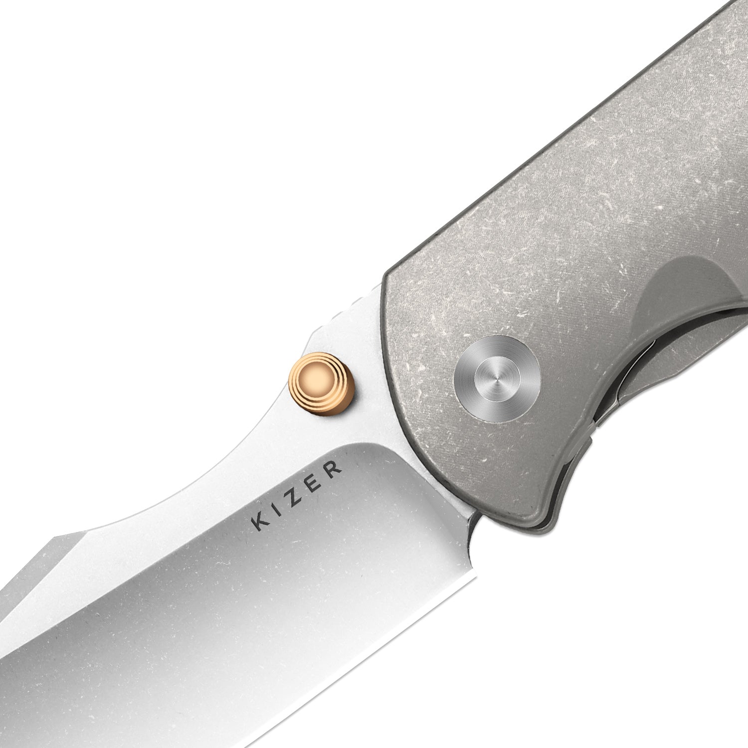 HARPOON FOLD | Elmax + Hollow Grind + Stonewashed | FRAME LOCK | Titanium | KizerB™ 4784A1
