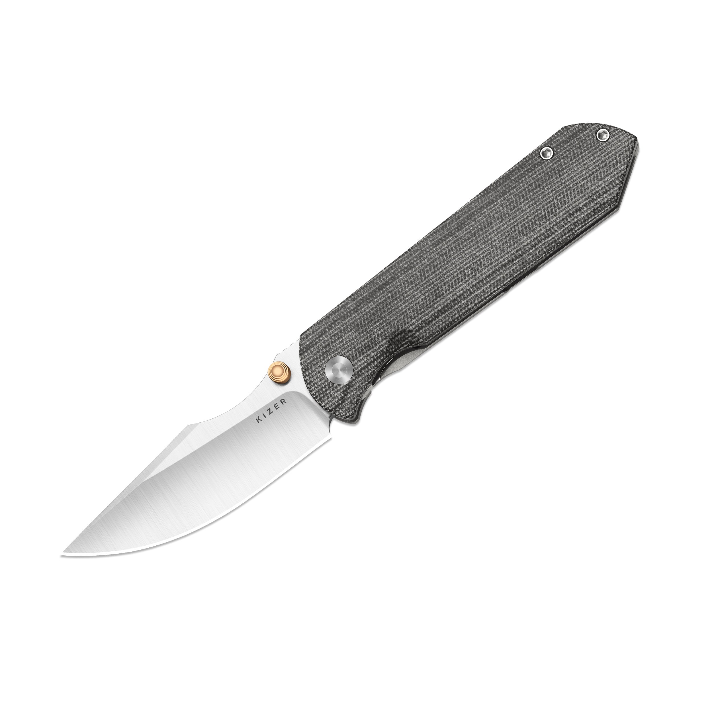 HARPOON FOLD | Elmax + Hollow Grind + Satin | Frame Lock | Titanium & Norplex UltreX™ Micarta | KizerB™ 4784A2