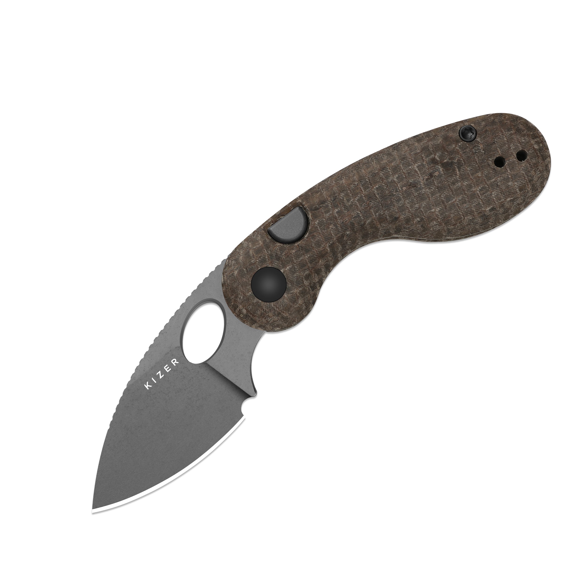 Microbe™ | GID Canvas Micarta Handle | Kizer Button Liner Lock™ | 14C28N | KizerV™ 2742A9