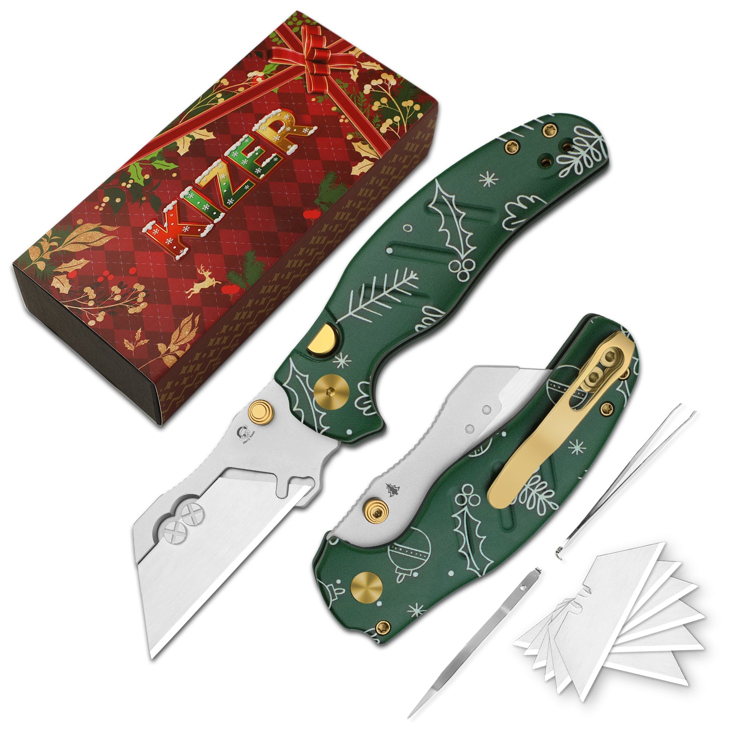 Christmas | Sheepdog® C01C 2.9 | Kizer Button Liner Lock™ | Utility Knives | Limited | KizerV™ 3488.29JMC1