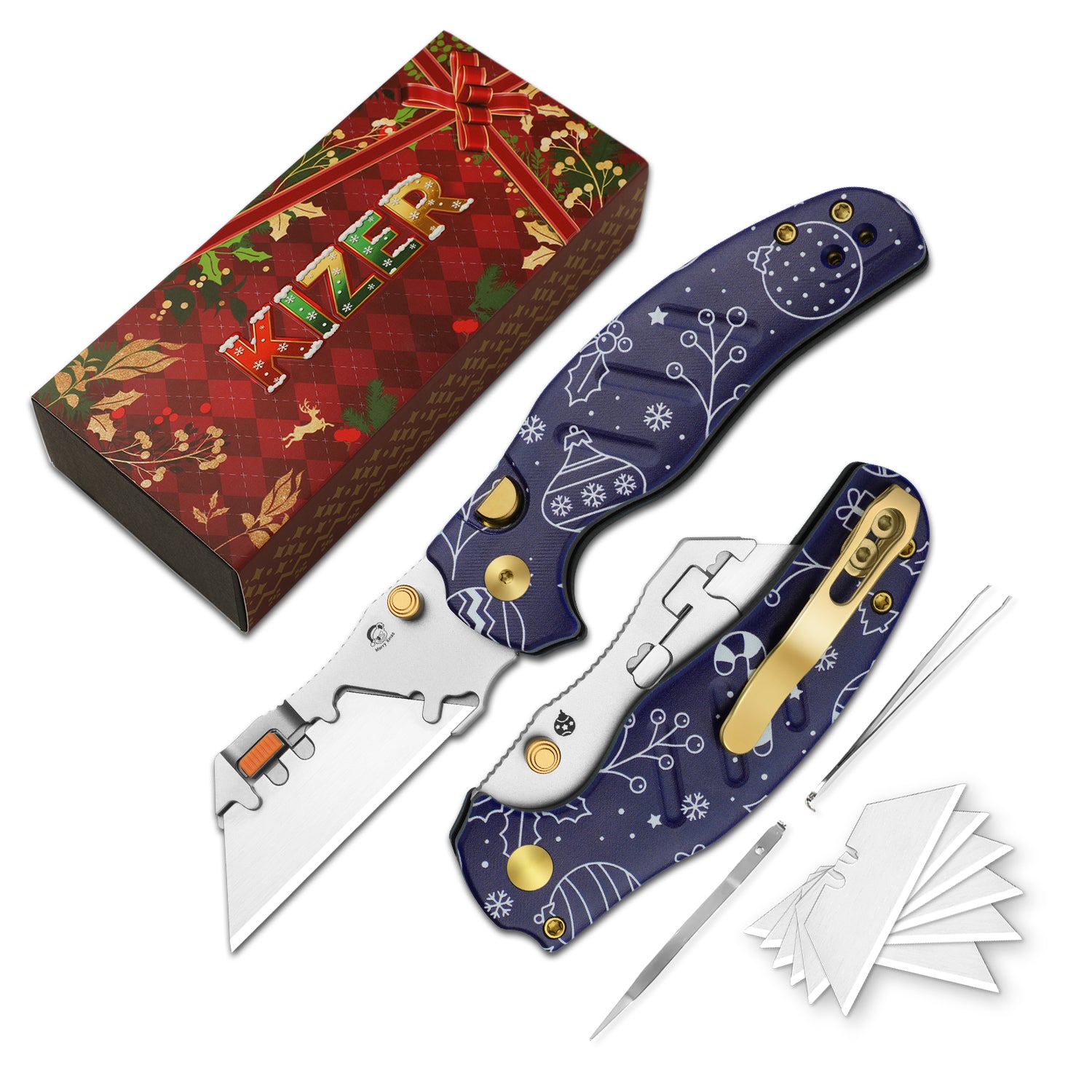 Merry Christmas | Sheepdog® C01C 2.9 | Kizer Button Liner Lock™ | Utility Knives | KizerV™ 3488.29JMC2 | Limited
