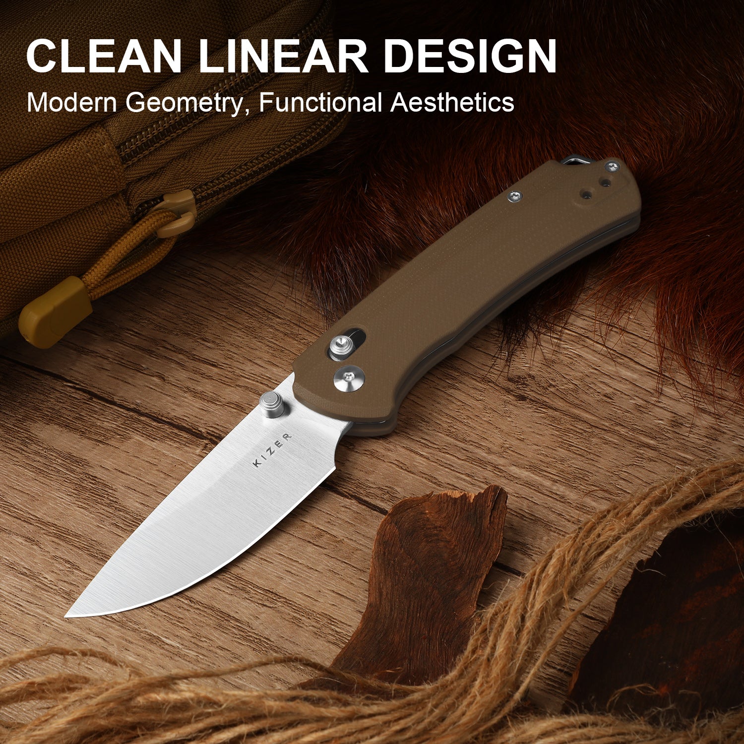 T1 CD | Kizer Clutch Lock™ | Drop Point Blade | Nitro-V| G10 | KizerV™ 3490.2CA2