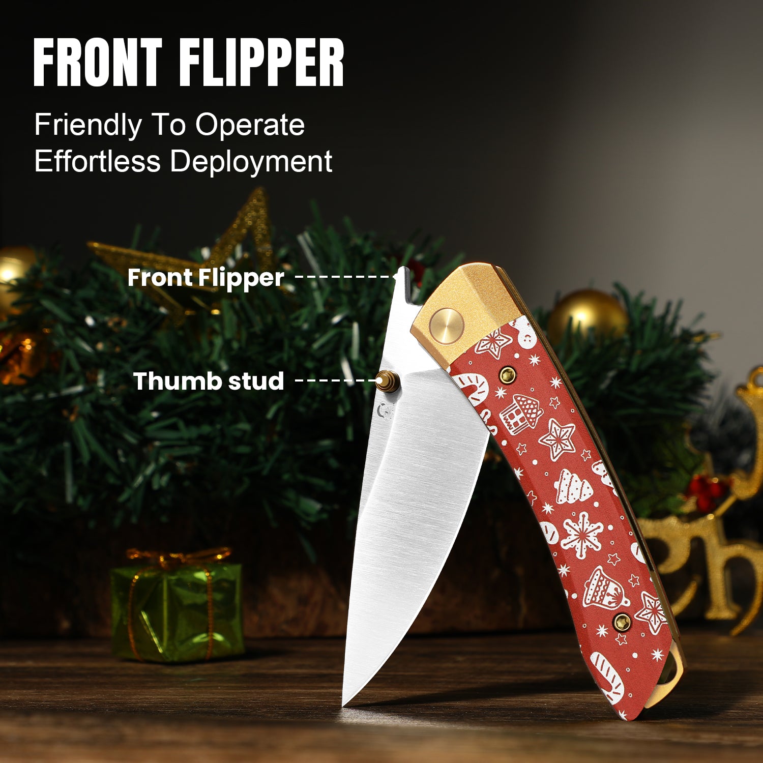 Christmas | Mini MoMo | Nitro-V | Aluminum & Micarta | KizerV™ 3663MC1 | Limited