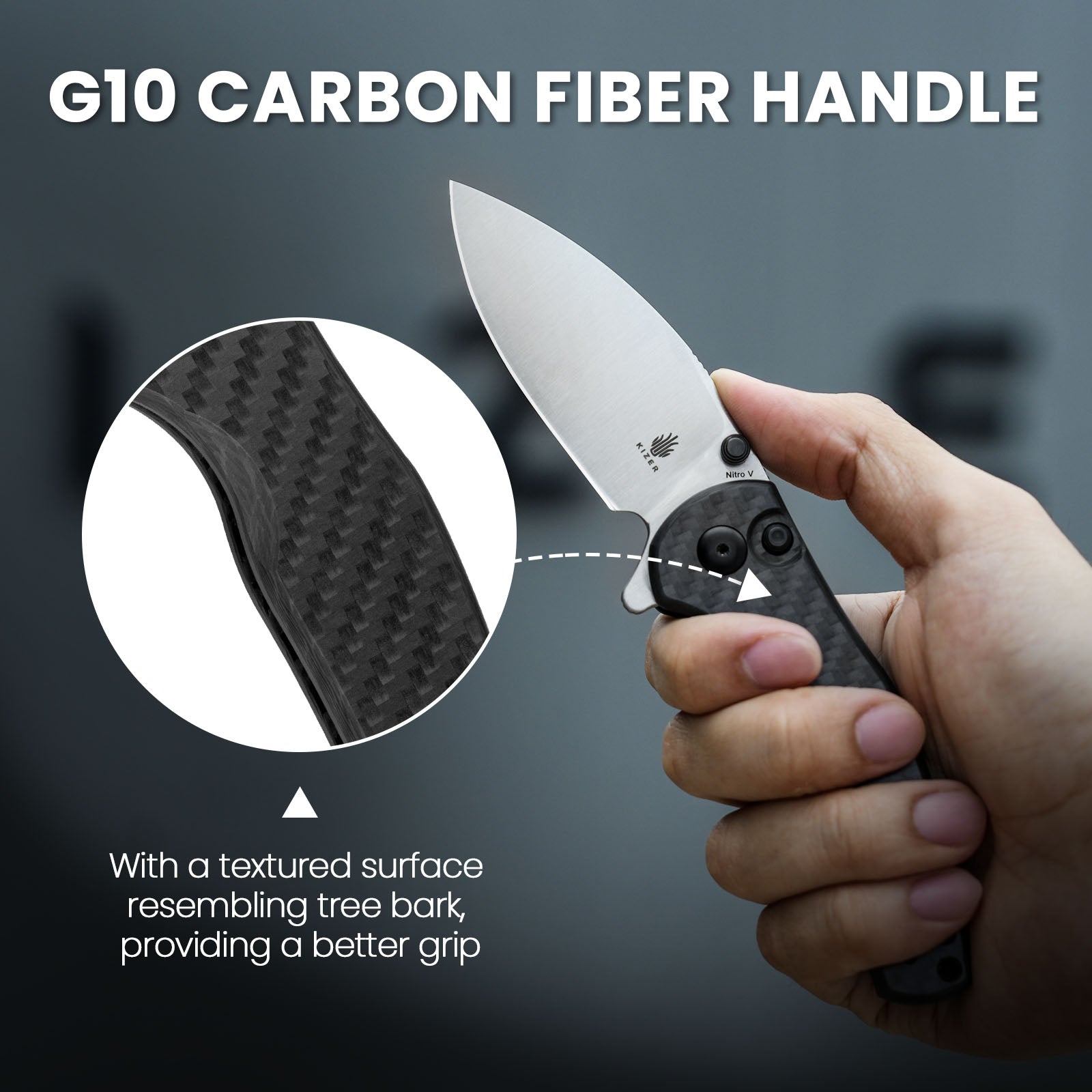 Mini Grouper | Nitro V | G10 Carbon Fiber | KizerV™ 3669A1