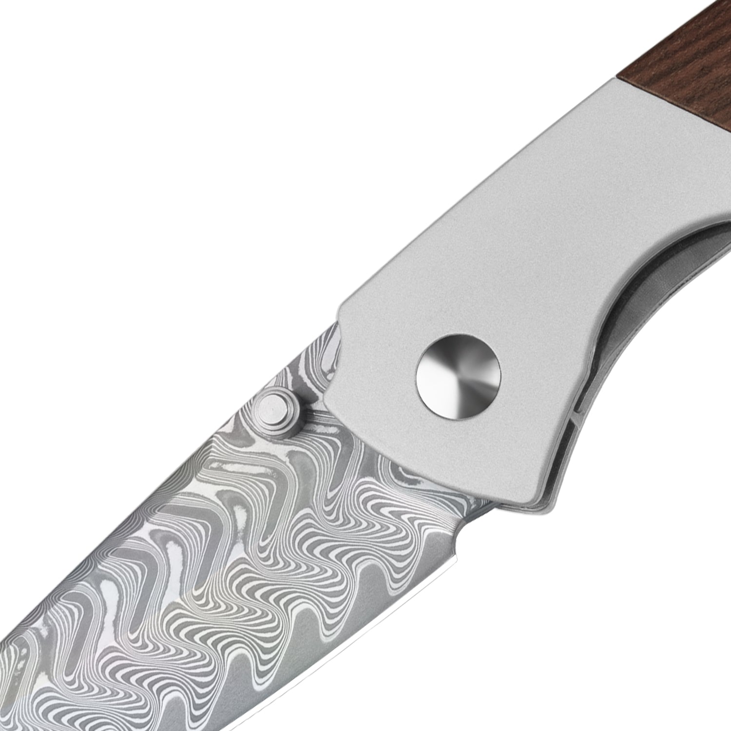 Spitfire | Vibrant Acid.Washed Finish | Damascus Steel | Aluminum & Mkuruti Wood | KizerV™ 3690A4