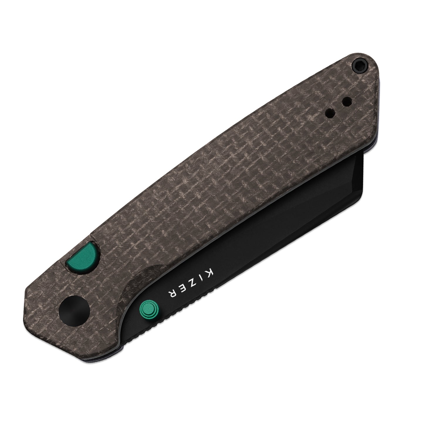 Madrac | Kizer Button Liner Lock™ | GID Canvas Micarta | 14C28N + Flat Grind + Black PVD Coating | KizerV™ 3693BSA4