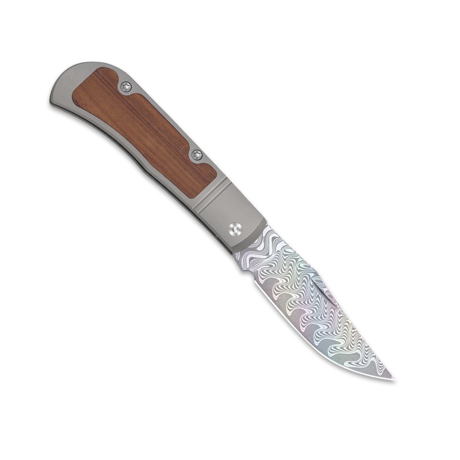 Trestle | Rainbow Damascus | Acid.washed | Titanium & Mkuruti Wood | KizerV™ 3761A3