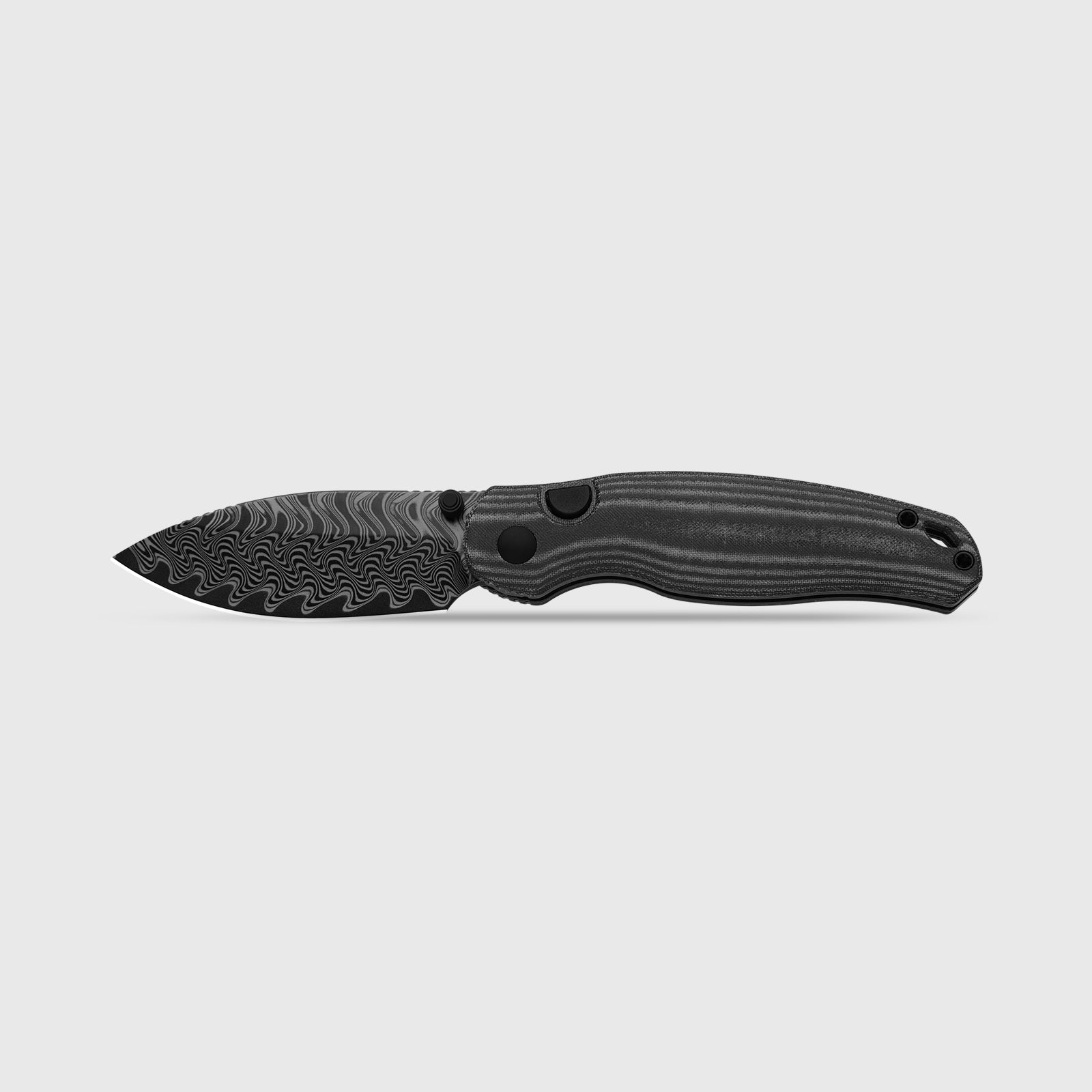 Phoca BD | Kizer Button Liner Lock™ | Black Acid Damascus | Norplex UltreX™ Micarta | KizerV™ 3781BDA3
