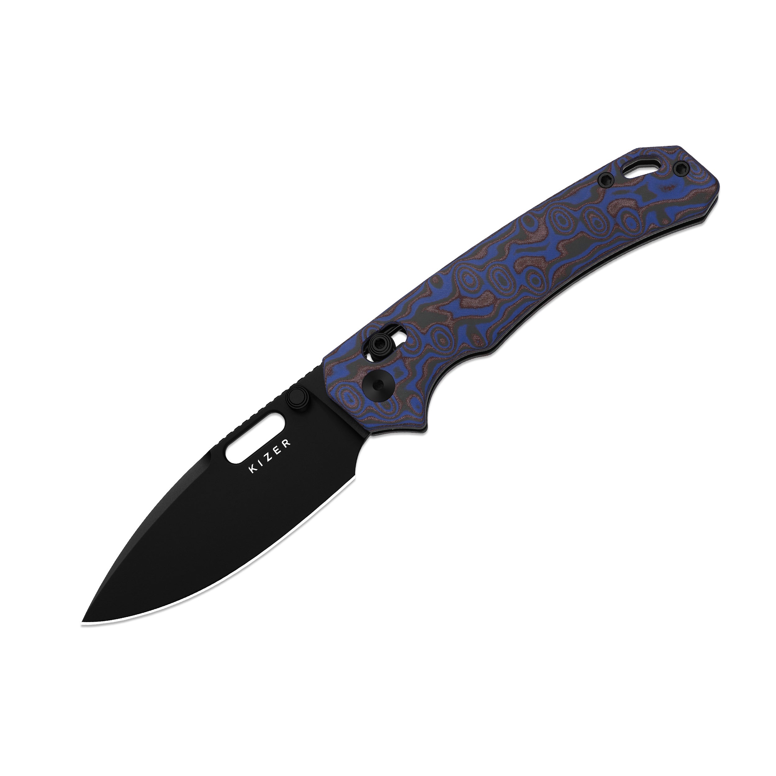 Outposter | Kizer Clutch Lock™ | Vortex Pattern Micarta | Nitro-V+PVD Coating | KizerV™ 3802CDA2
