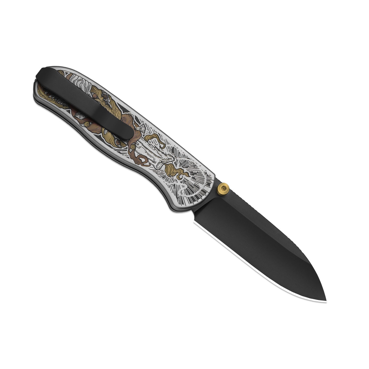 Drop Bear® Zero | K390 | Polished DLC Ultra | Hollow Grind | Titanium (Laser Engraved with Multi-tone Inlays) | Kizer Button Liner Lock™ | KizerX™ 3619BDLA2