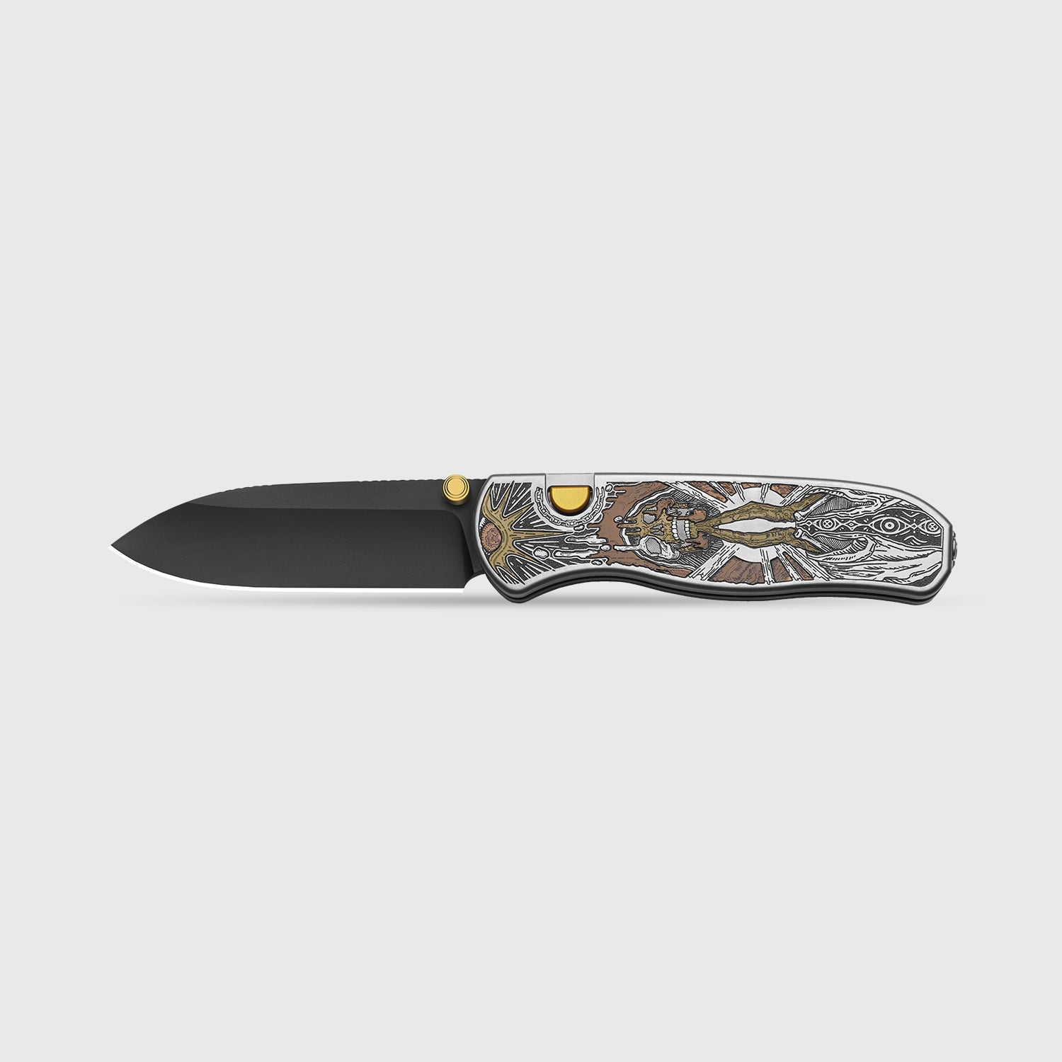 Drop Bear® Zero | K390 | Polished DLC Ultra | Hollow Grind | Titanium (Laser Engraved with Multi-tone Inlays) | Kizer Button Liner Lock™ | KizerX™ 3619BDLA2