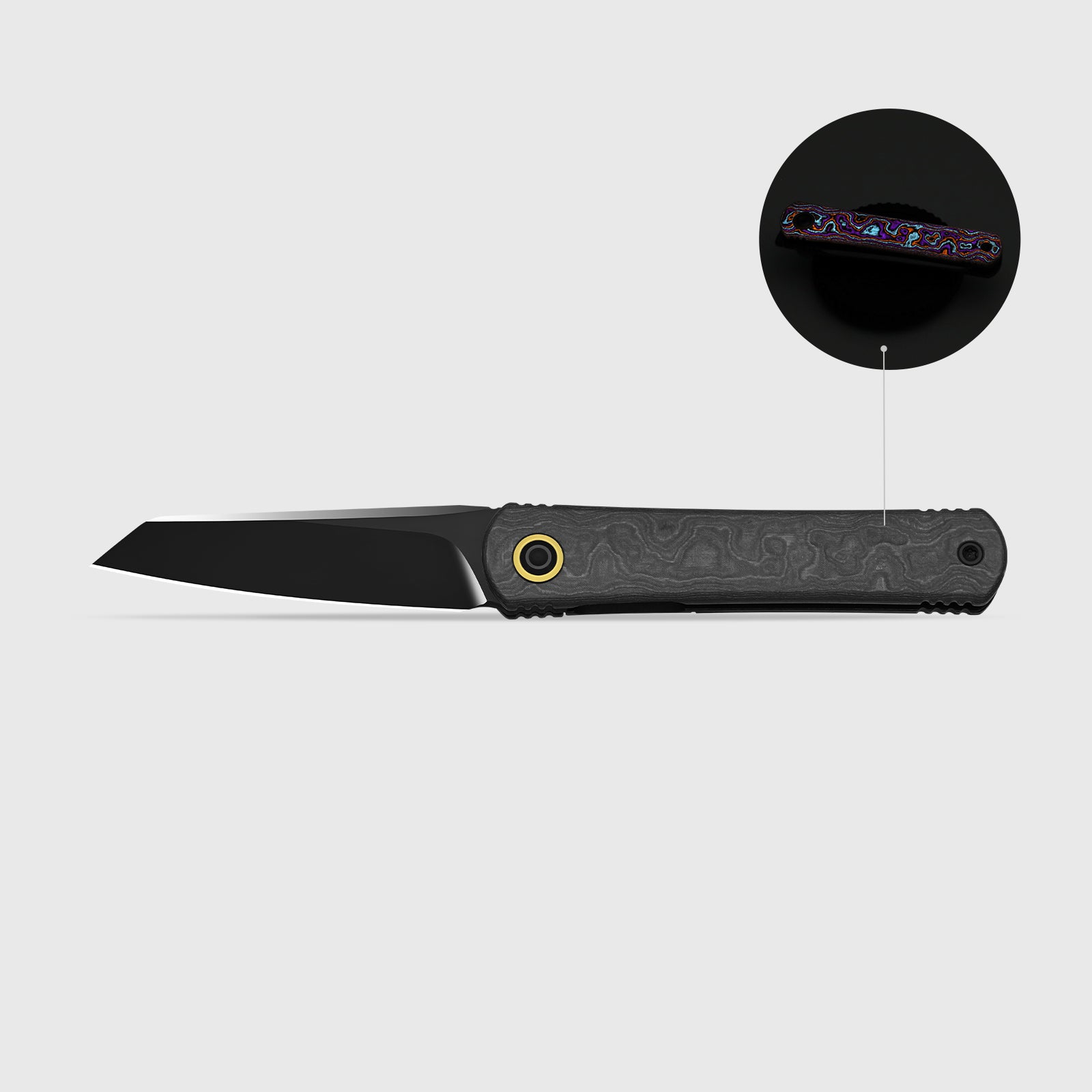 Feist 3 | CPM S90V + Polished DLC Ultra | Titanium (Matte DLC Ultra) & KizerNova™ Quartz | Reverse Tanto | KizerX™ 3499.3A4