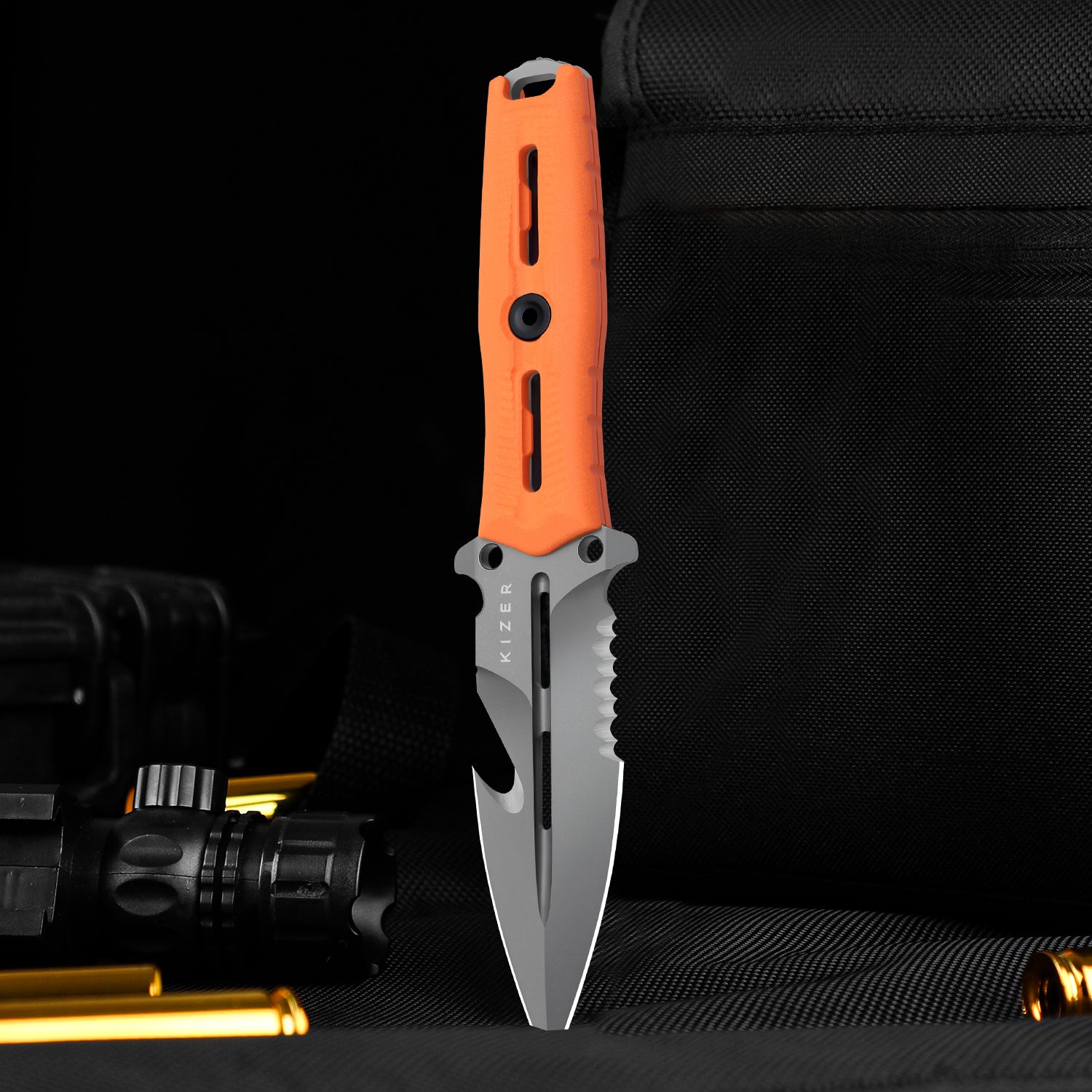 Norcross | Nitro-V | Orange G10 | Exclusive . Double Edged | KizerV™ FB01A7