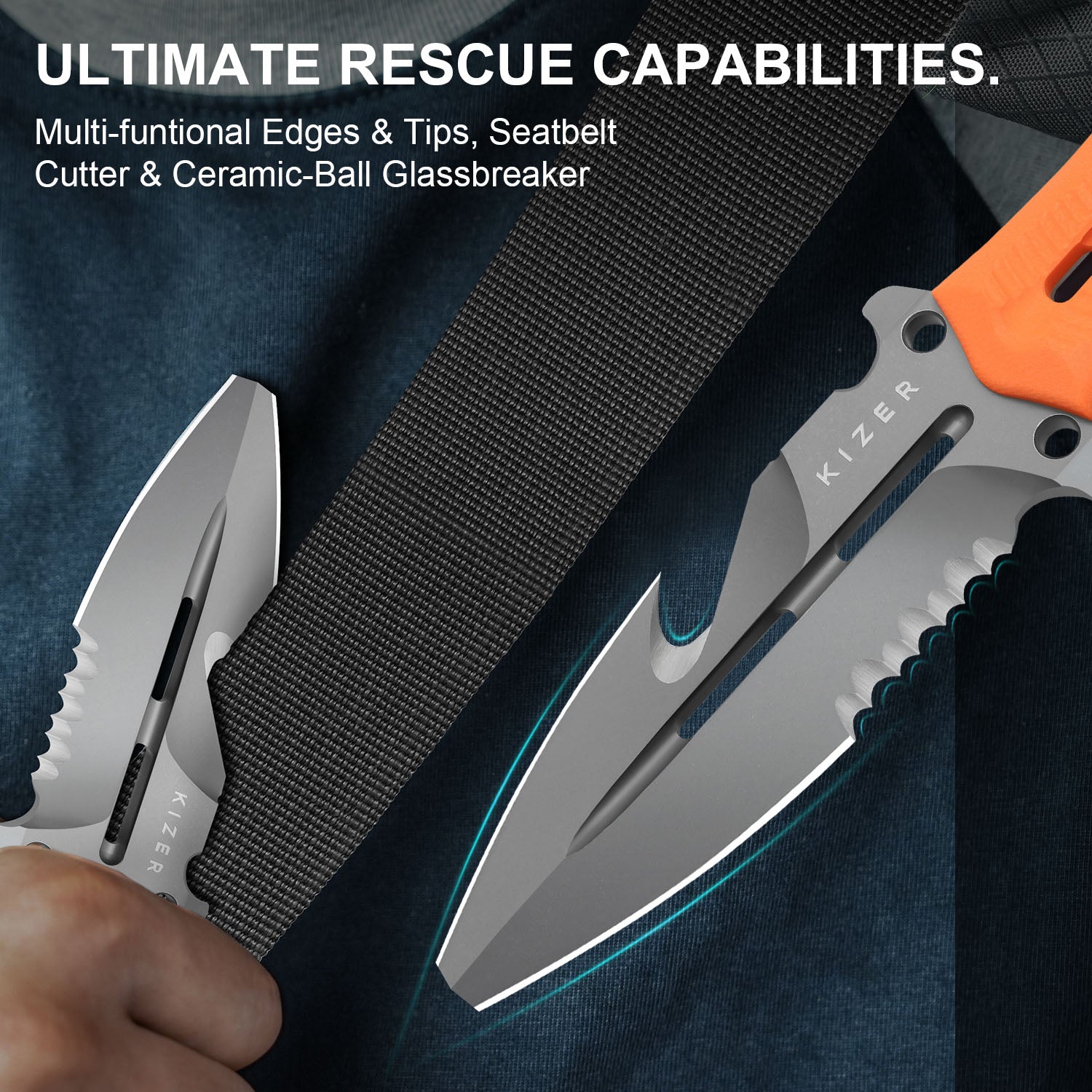 Norcross | Nitro-V | Orange G10 | Exclusive . Double Edged | KizerV™ FB01A7