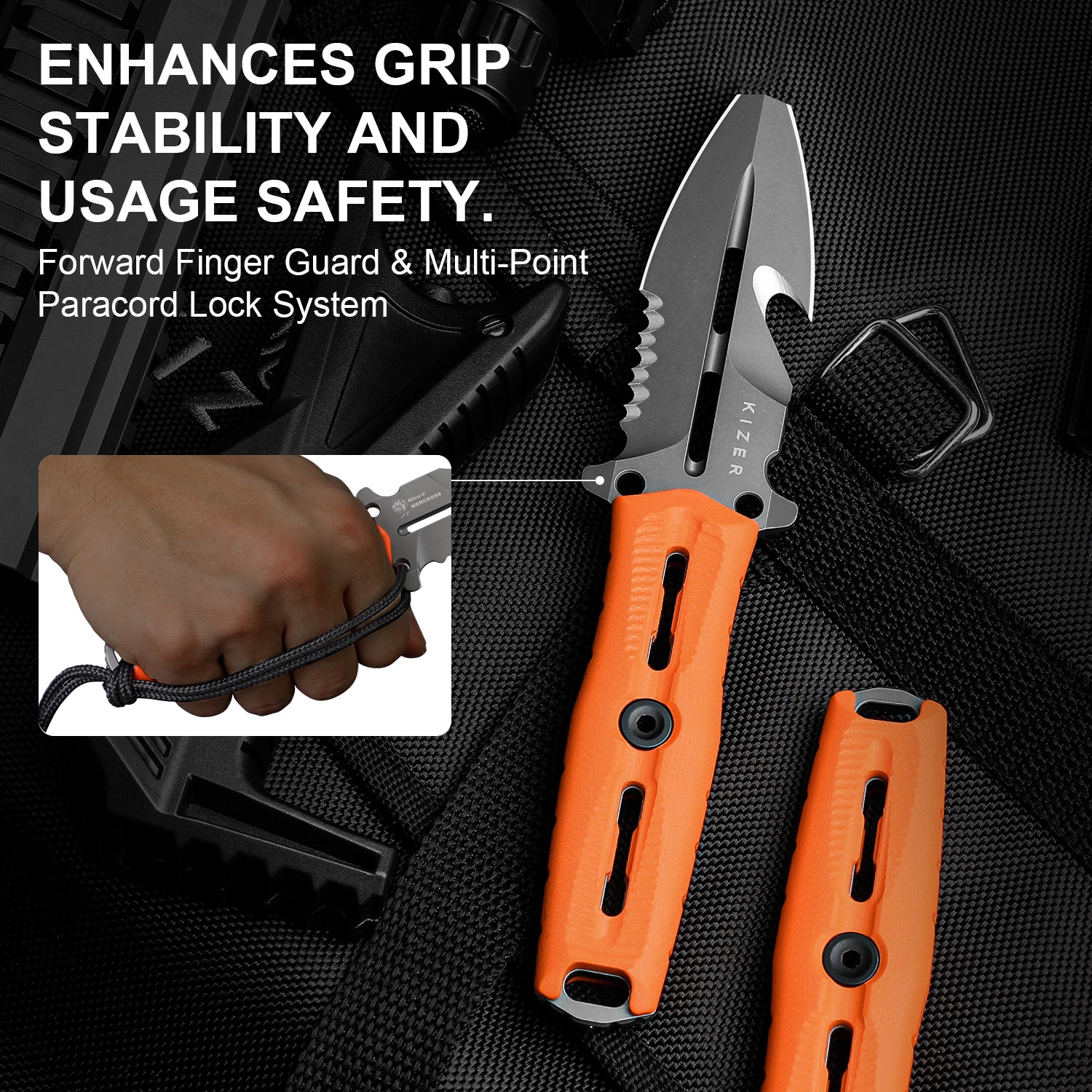 Norcross | Nitro-V | Orange G10 | Exclusive . Double Edged | KizerV™ FB01A7