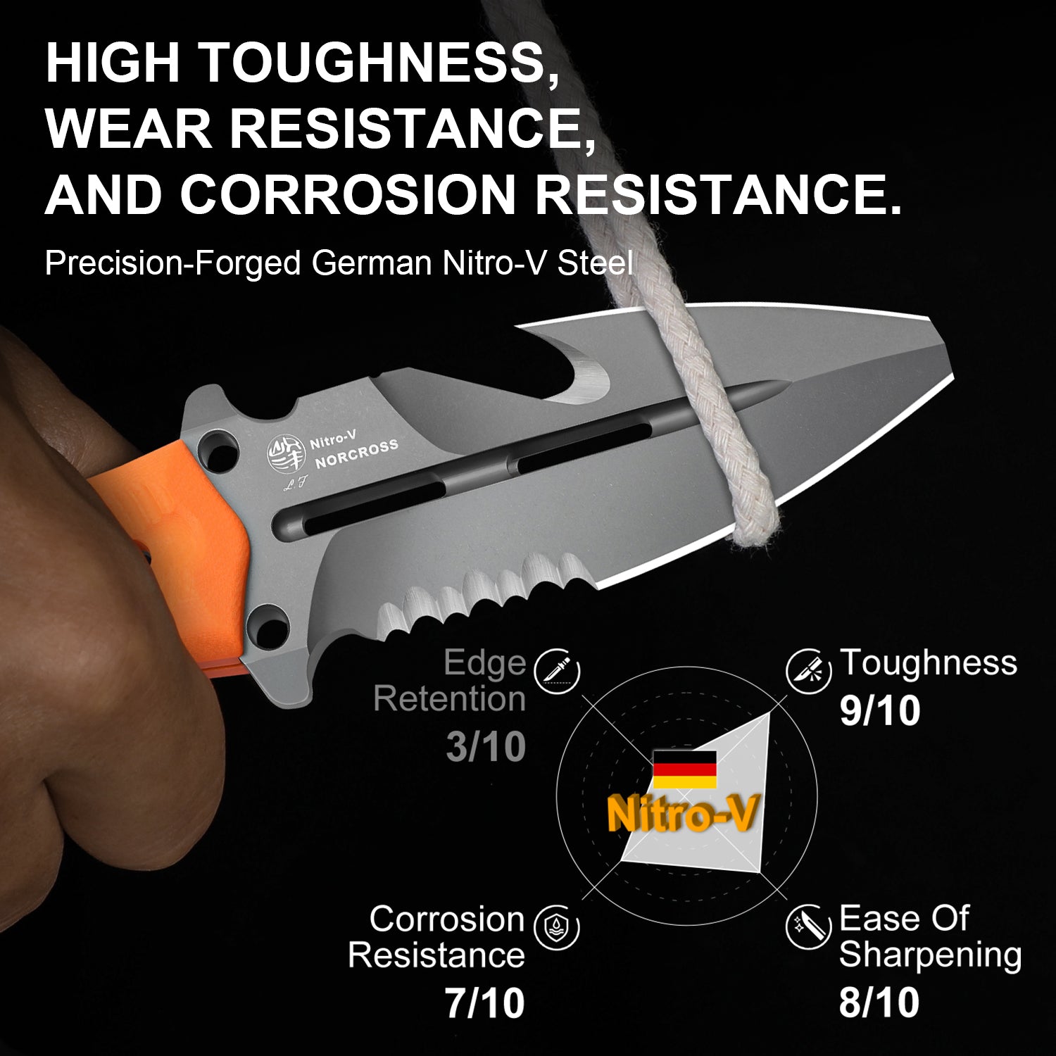 Norcross | Nitro-V | Orange G10 | Exclusive . Double Edged | KizerV™ FB01A7