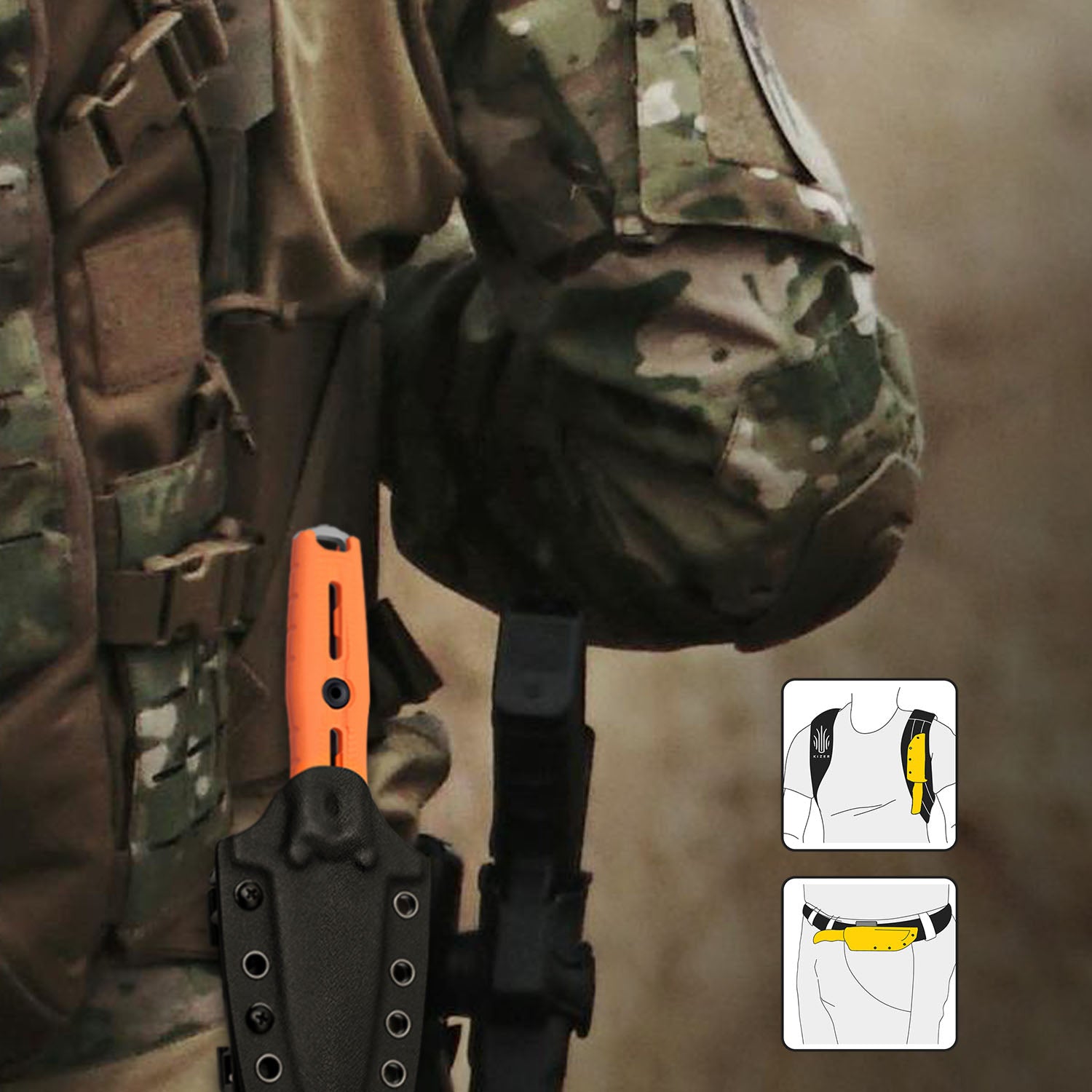 Norcross | Nitro-V | Orange G10 | Exclusive . Double Edged | KizerV™ FB01A7