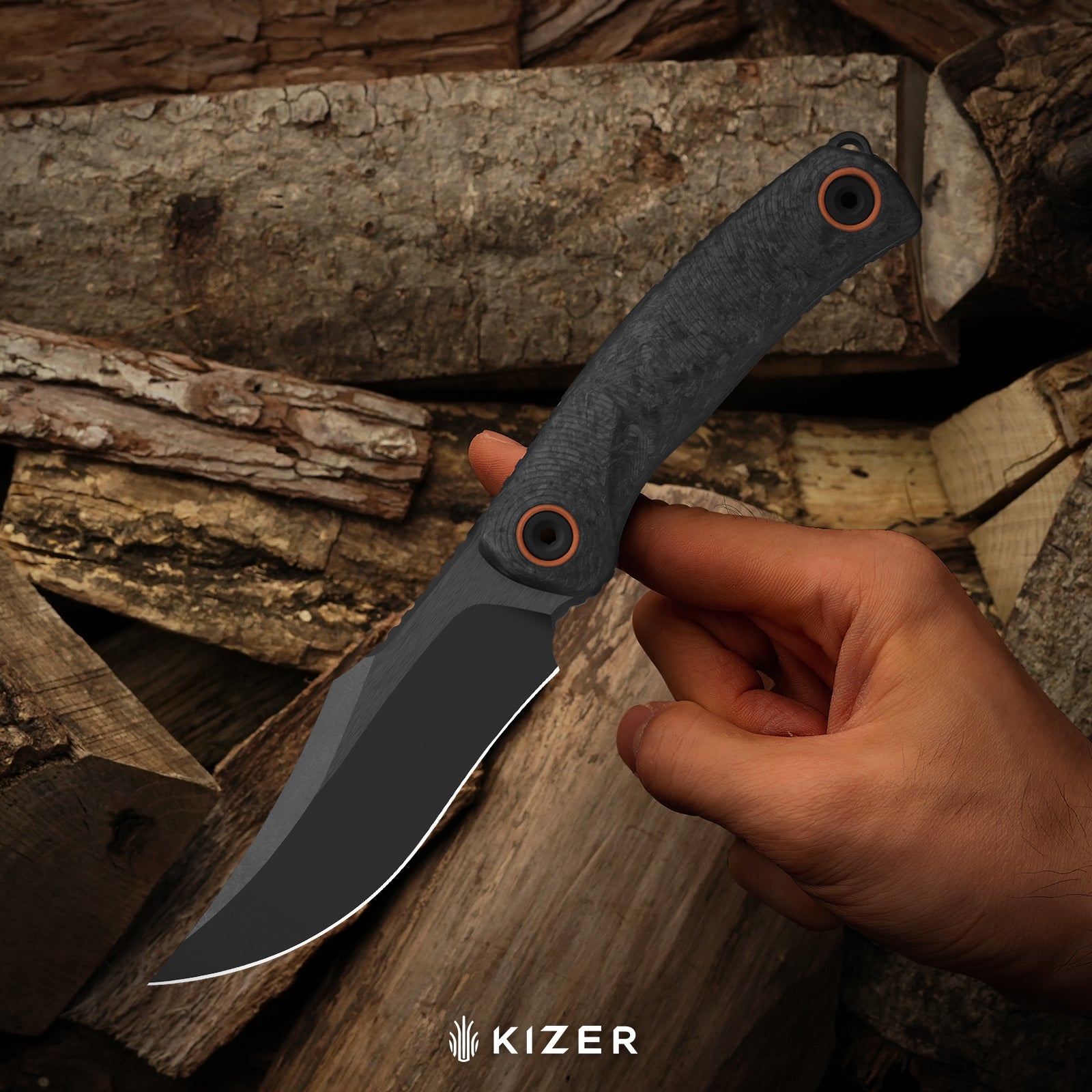 Pioneer Fix | M390 | Flat Brushed & Matte DLC Ultra | Carbon Fiber & G10 | KizerX® FB03A1