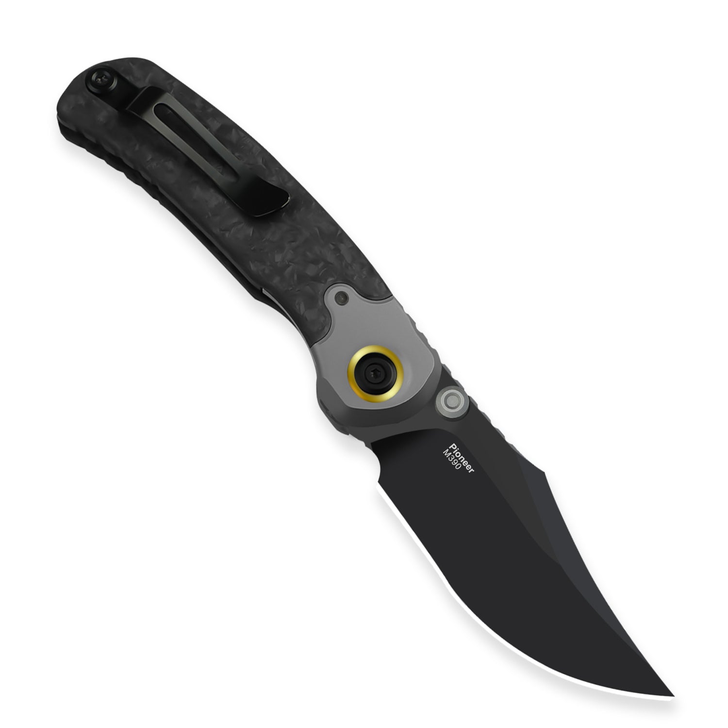 PIONEER | M390 | Titanium & Marble Carbon Fiber | KizerB™ FK03A1