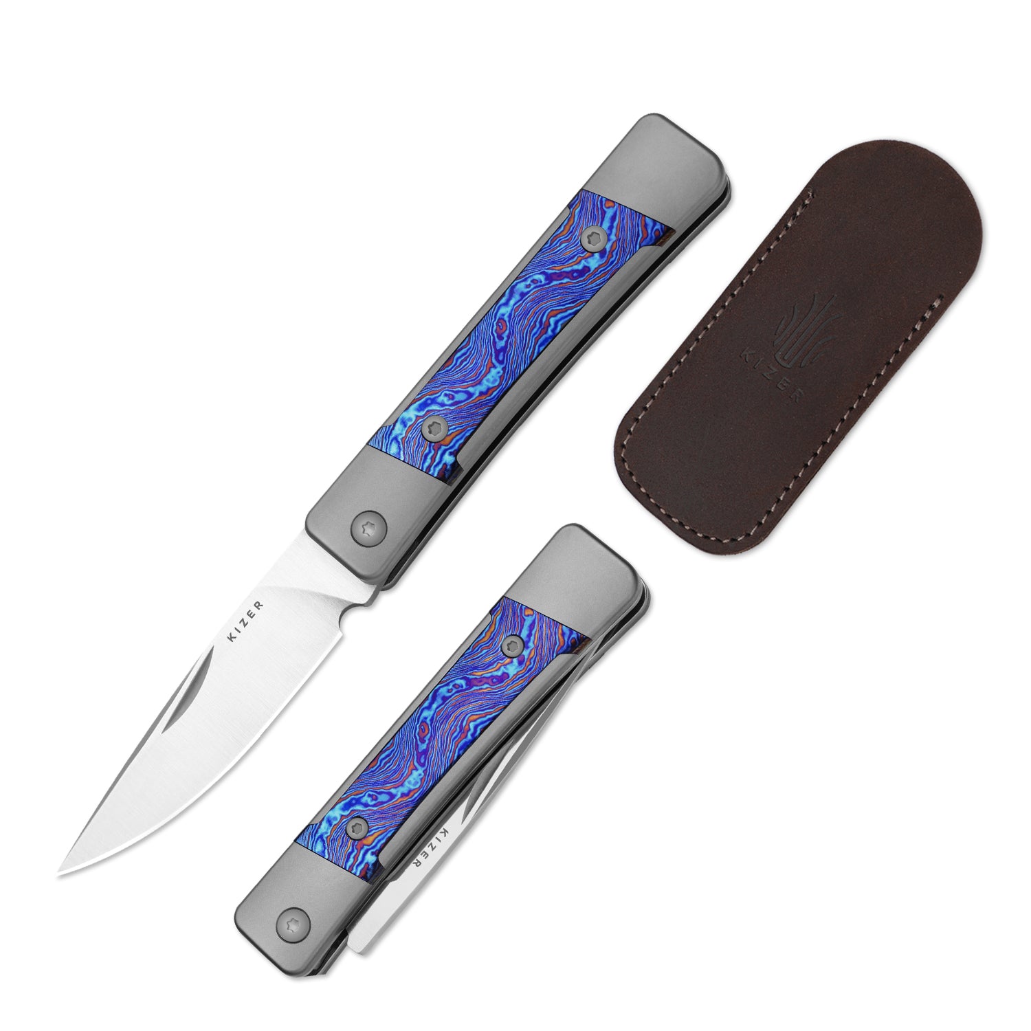 Little Grand | M390 | Titanium & Titanium Damascus | KizerB™ 2670A3 | Limited