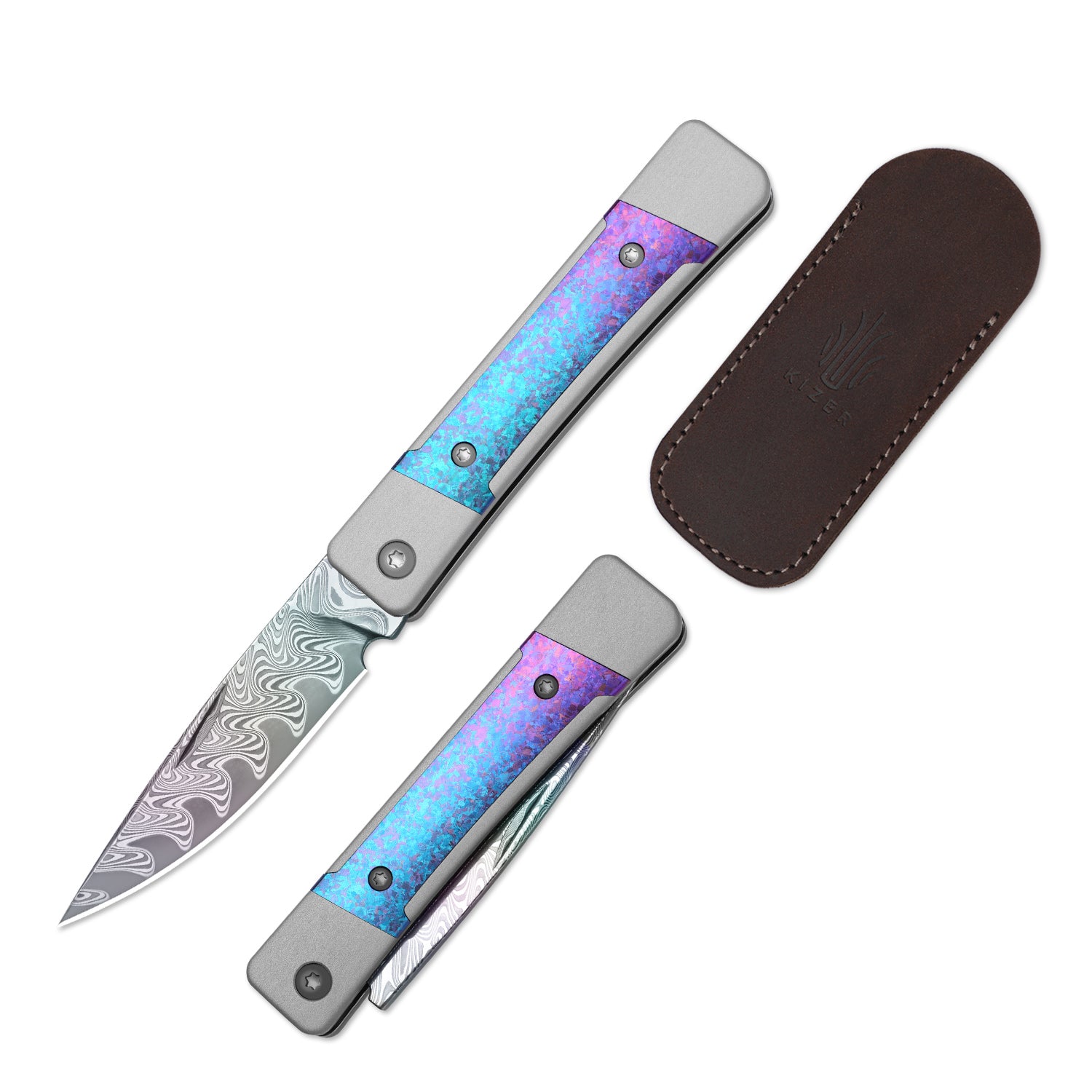 Little Grand | Damascus | Aluminum & Crystallized Titanium | KizerB™ 2670A4 | Limited