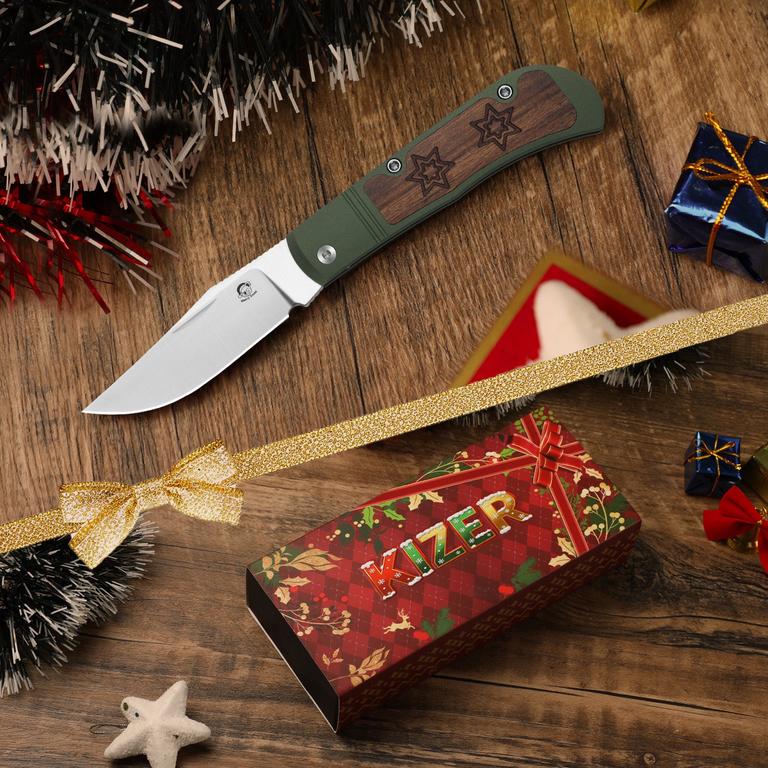 Christmas | Trestle | S45VN | Aluminum & Mkuruti Wood | KizerB™ 3761MC1 | Limited