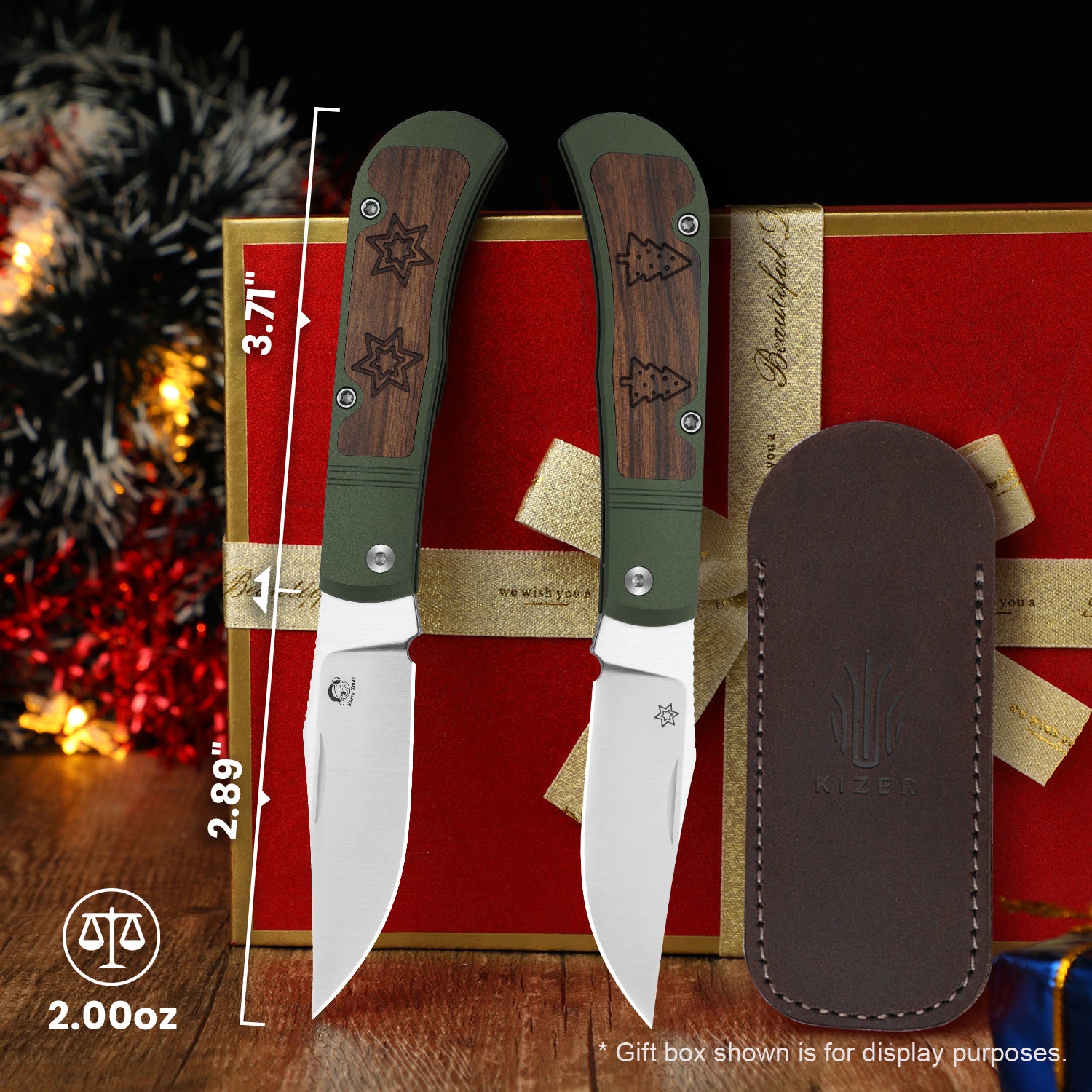 Christmas | Trestle | S45VN | Aluminum & Mkuruti Wood | KizerB™ 3761MC1 | Limited