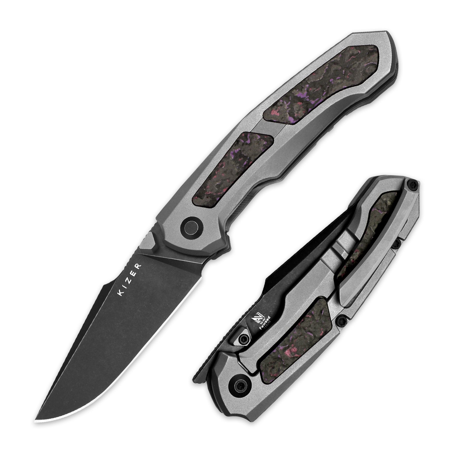 Feweed | S35VN | Titanium+ Fat Carbon(Purple haze)| KizerB™ 3694A1