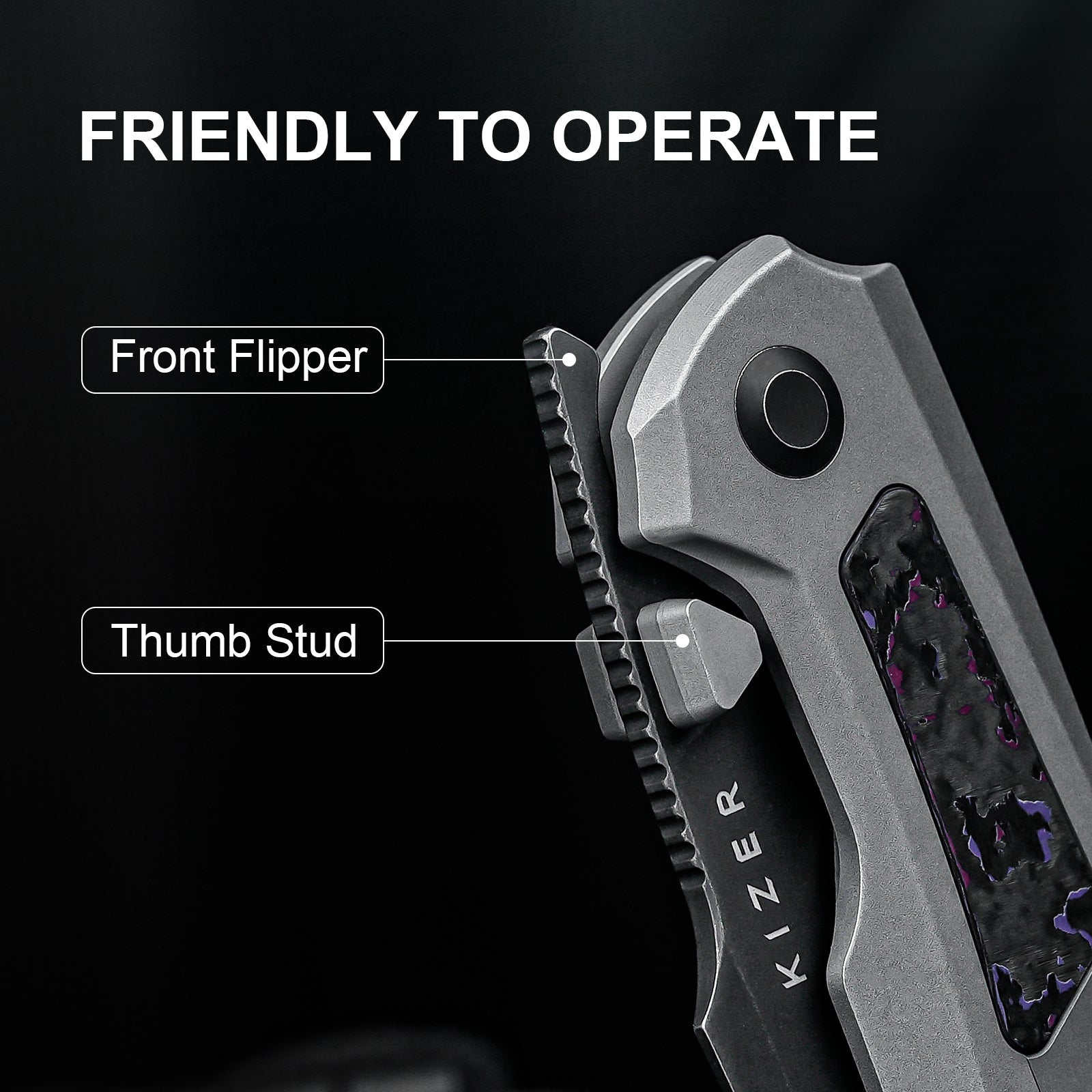 Feweed | S35VN | Titanium+ Fat Carbon(Purple haze)| KizerB™ 3694A1