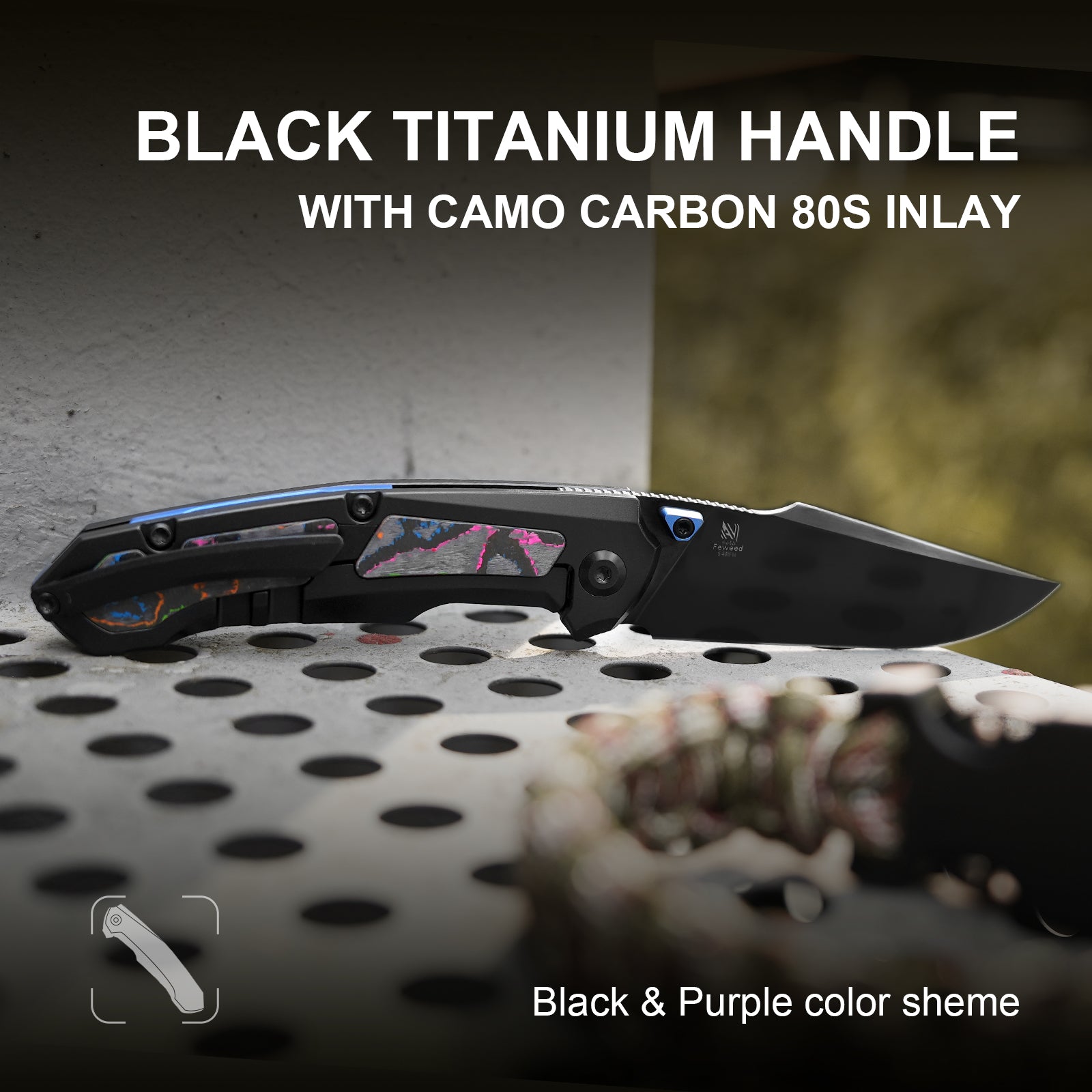 Feweed | S45VN | Titanium(Camo Carbon 80s)| KizerB™ 3694A3