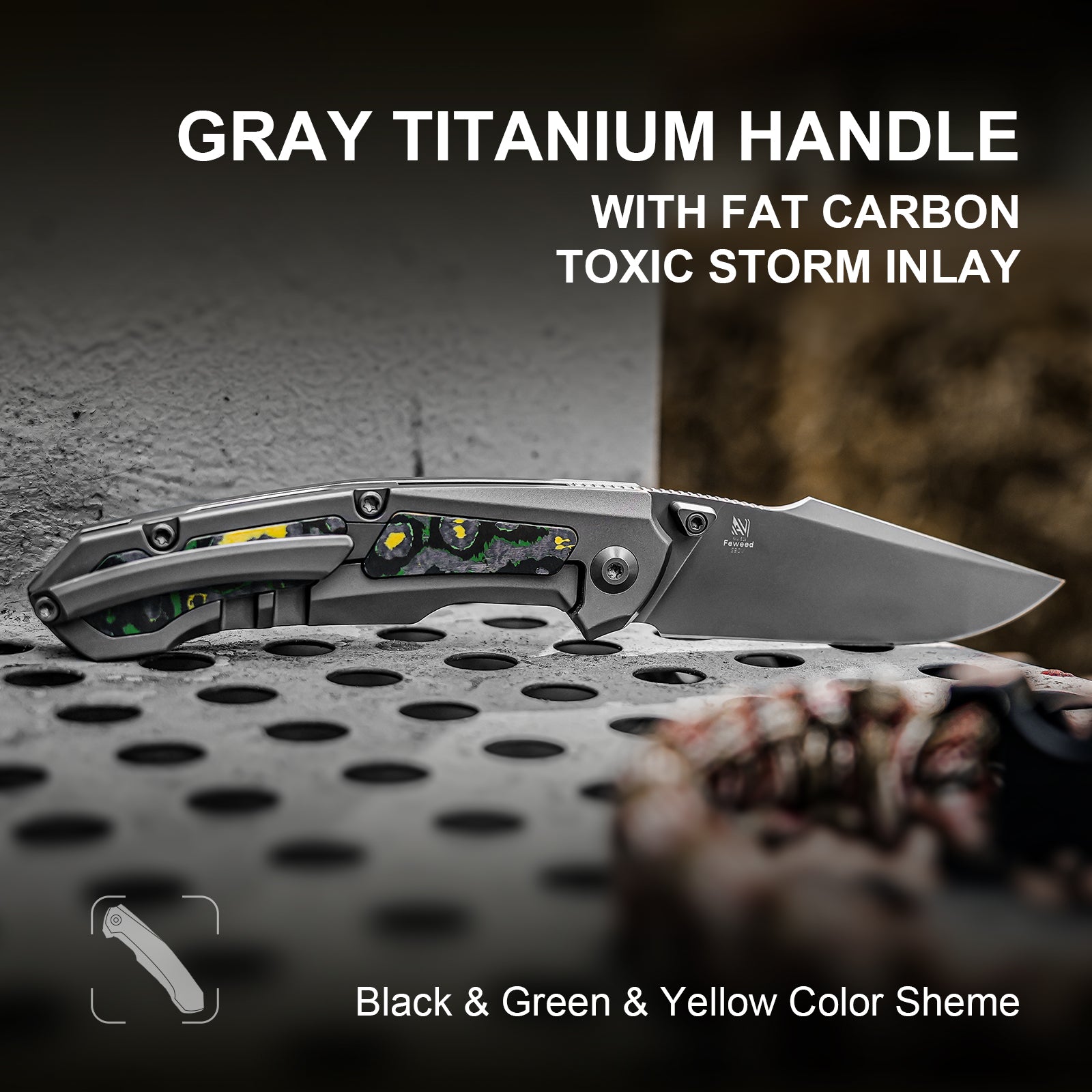 Feweed | S90V | Titanium+ Fat Carbon(Toxic Storm)| KizerB™ 3694A2