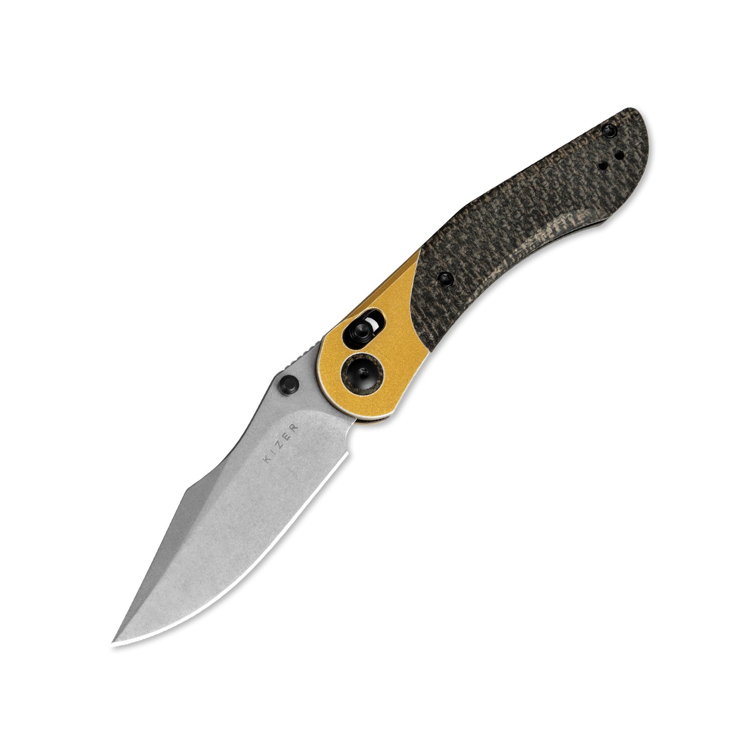 Mini Mystic | Nitro-V | Aluminum+Burlap Micarta | KizerV™ 3636A2