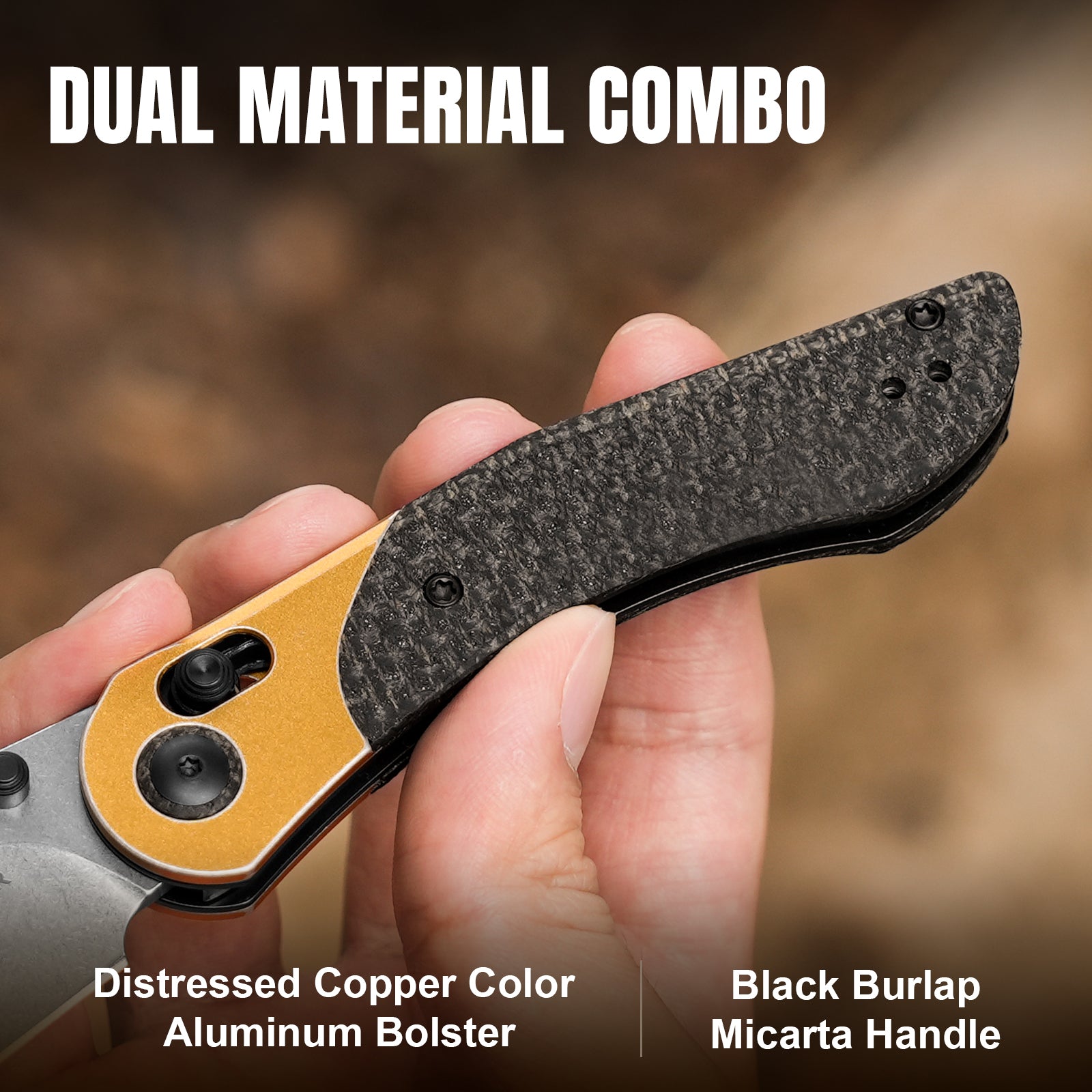 Mini Mystic | Nitro-V | Aluminum+Burlap Micarta | KizerV™ 3636A2
