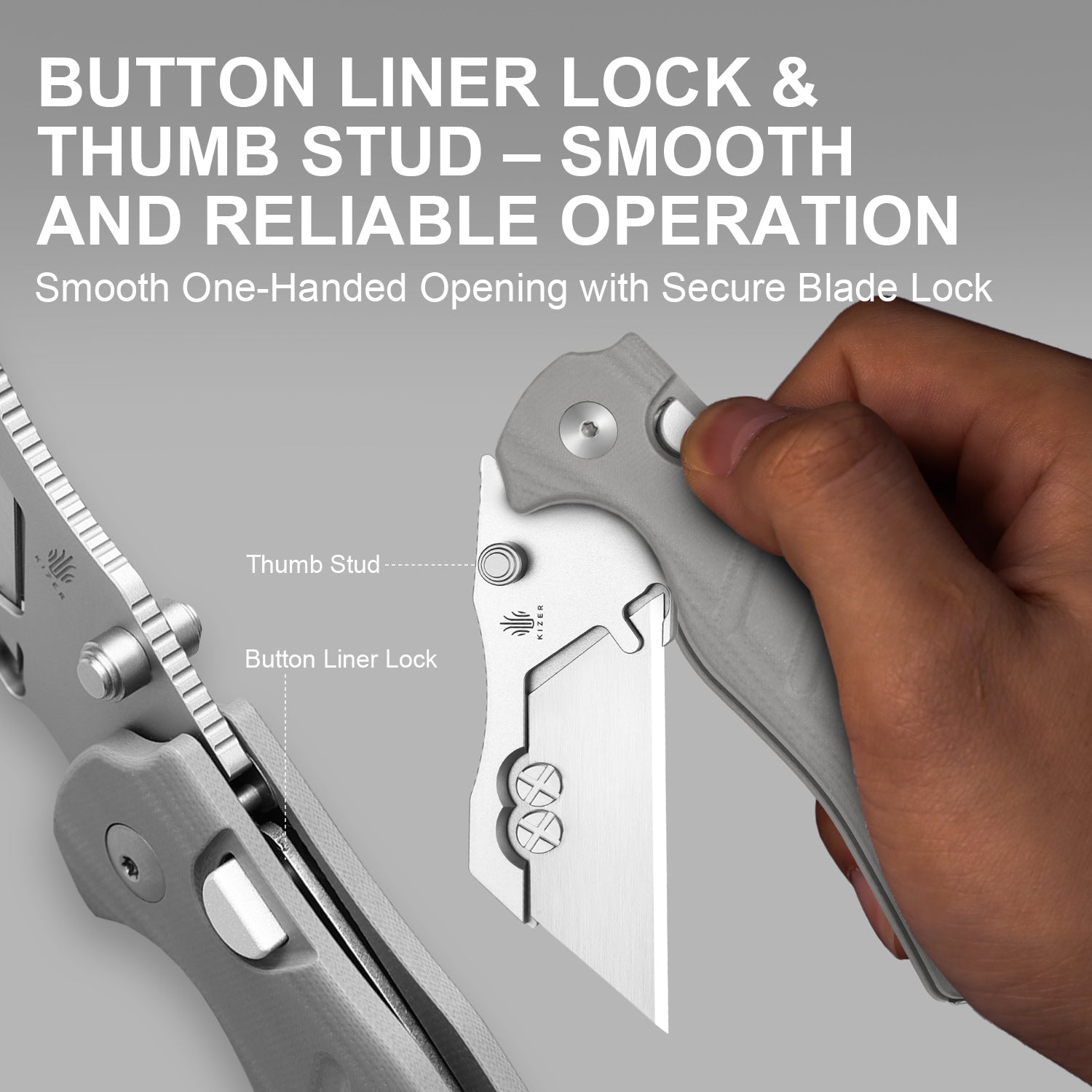 Sheepdog® Utility Knives | Kizer Button Liner Lock™ | C01C Uti 1 | 5Cr15MoV | KizerV™ 3488.29JSA1