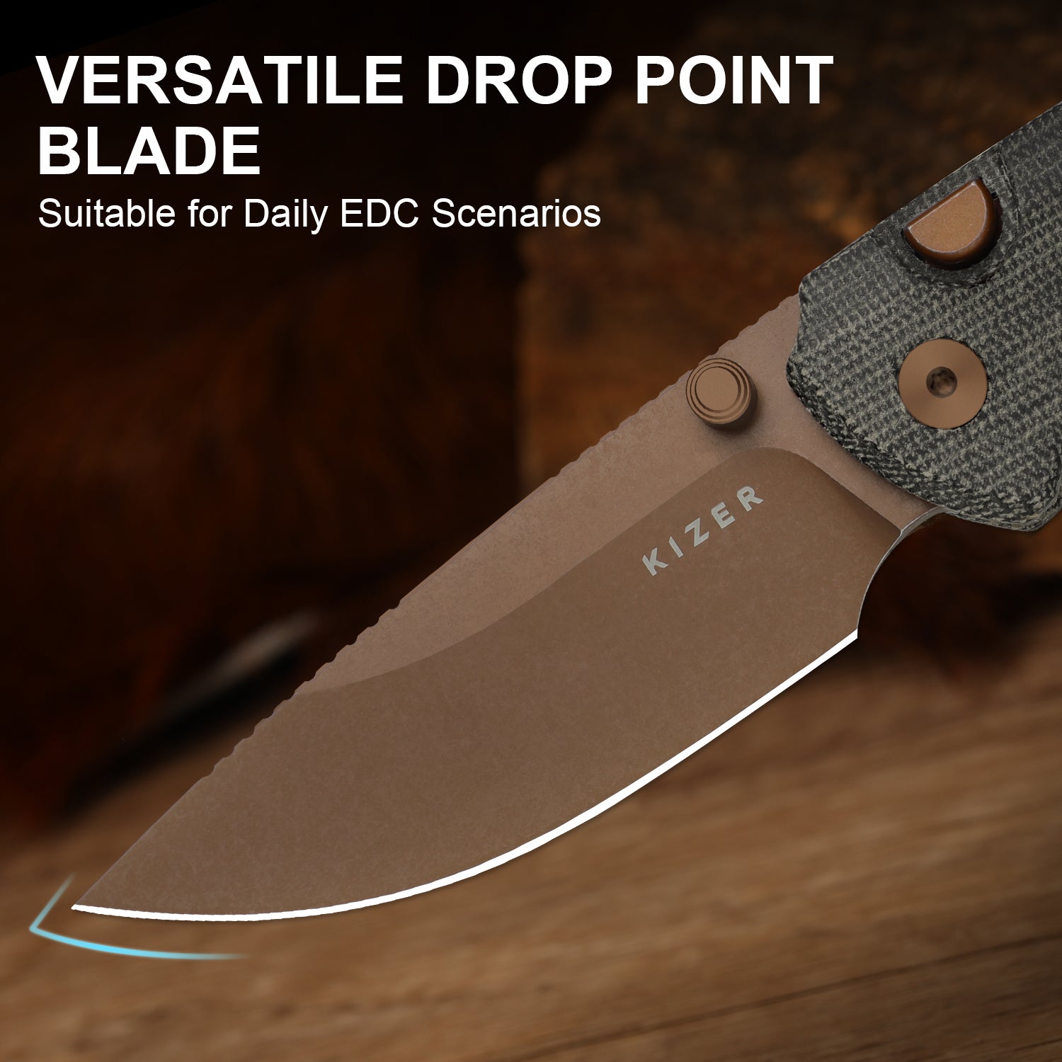 T1 BD | Button Liner Lock™ | Sunset Metal PVD | Nitro-V | Norplex UltreX Micarta | KizerV™ 3490.2BA2