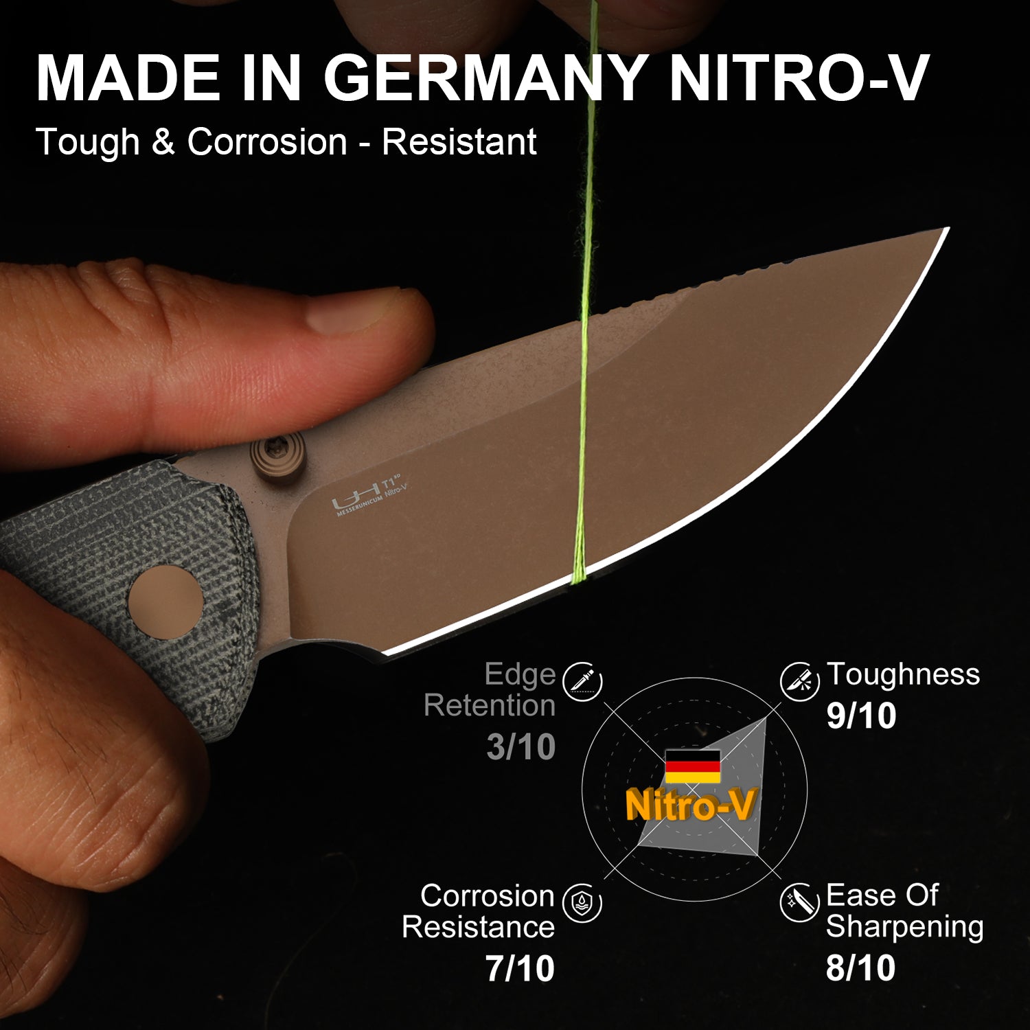 T1 BD | Button Liner Lock™ | Sunset Metal PVD | Nitro-V | Norplex UltreX Micarta | KizerV™ 3490.2BA2
